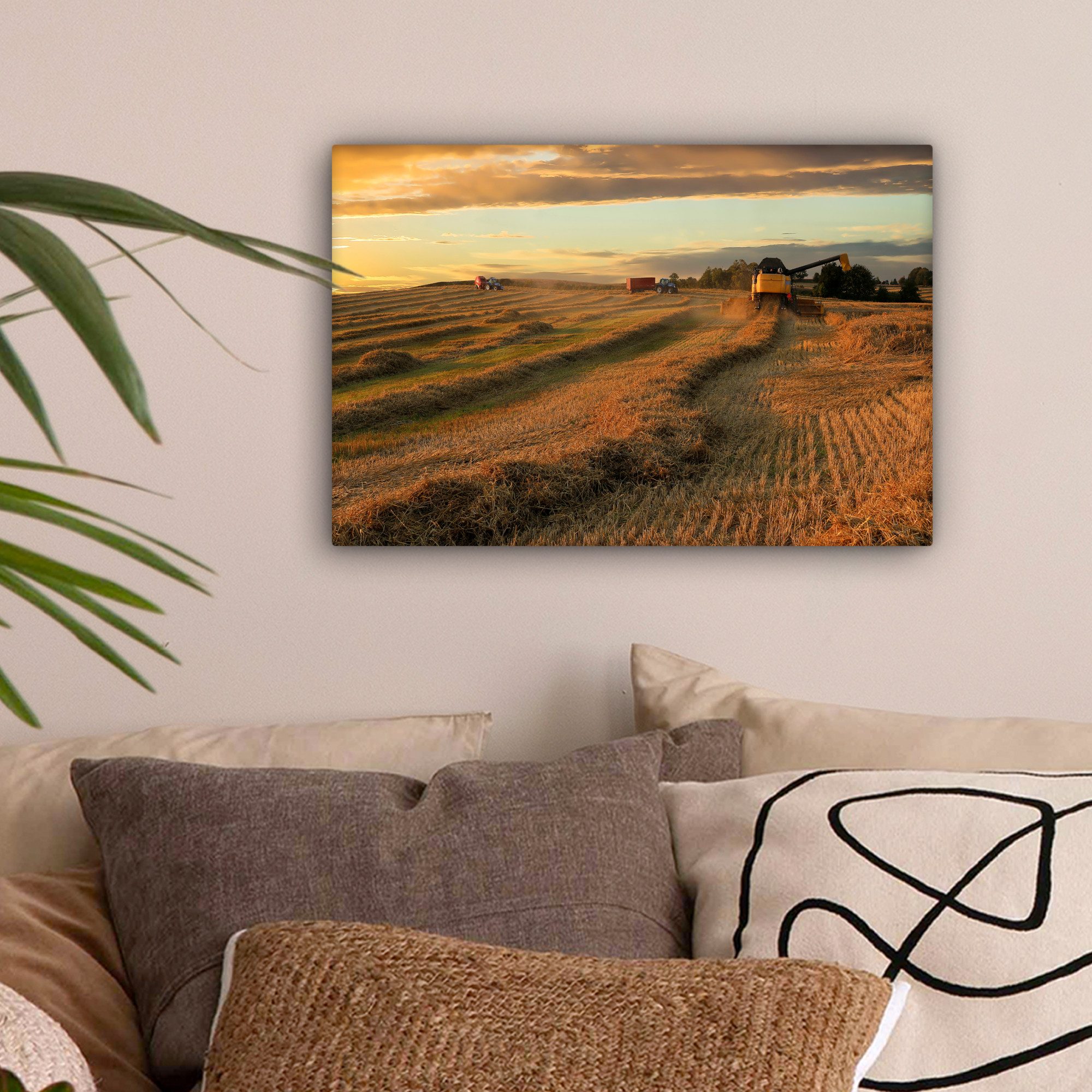 OneMillionCanvasses® Leinwandbild Traktor - Sonne - günstig online kaufen