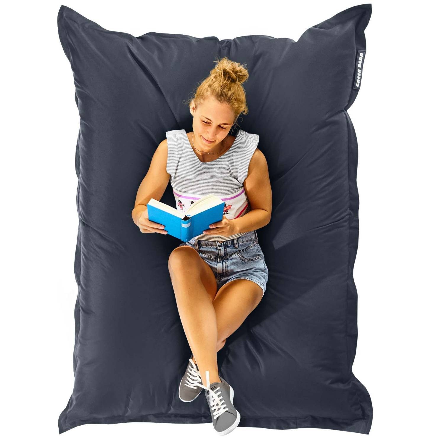 Green Bean Sitzsack XXL Outdoor Sitzsack Square 140x180cm (XXL Riesensitzsack 140x180cm 380 Liter Kinder & Erwachsene Bean Bag EPS Perlen Füllung, Groß Draußen Outdoor Liegekissen), Waschbar Wetterfest Lounge Sitzkissen Bodenkissen