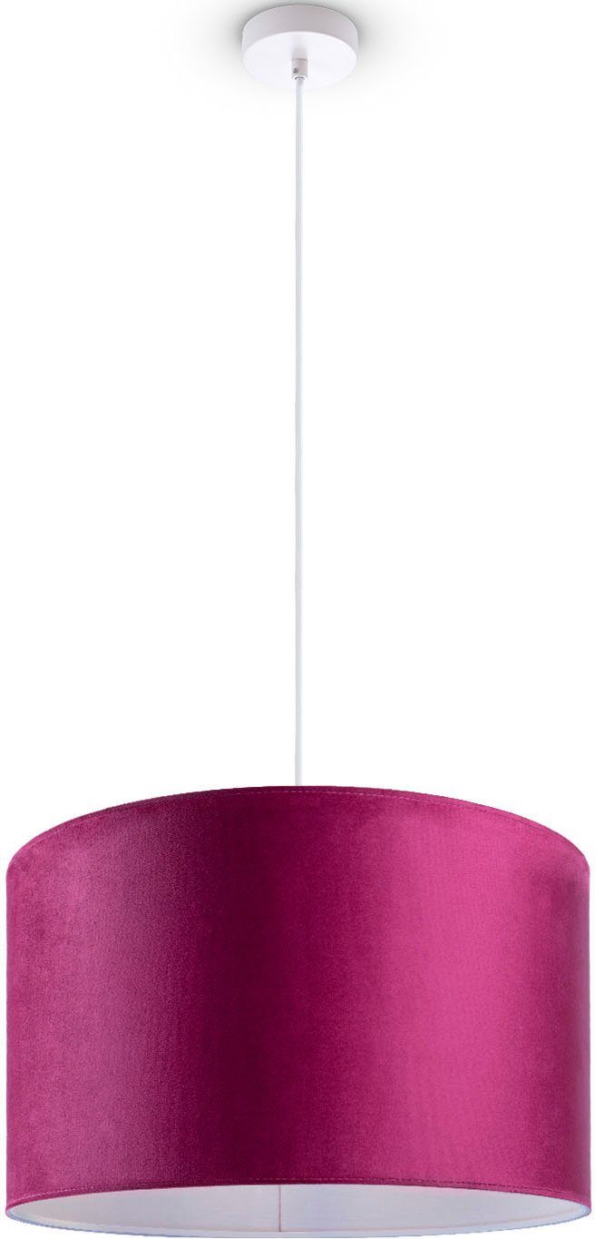 1,5m Leuchtmittel, uni ohne Lampenschirm Color, Pendelleuchte E27 beere Hugo Unifarben Home Kabel Paco Deko Velour aus Wohnzimmer