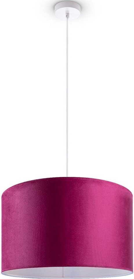 Paco Home Pendelleuchte Hugo uni Color, ohne Leuchtmittel, Wohnzimmer  Lampenschirm aus Velour Unifarben Deko E27 Kabel 1,5m