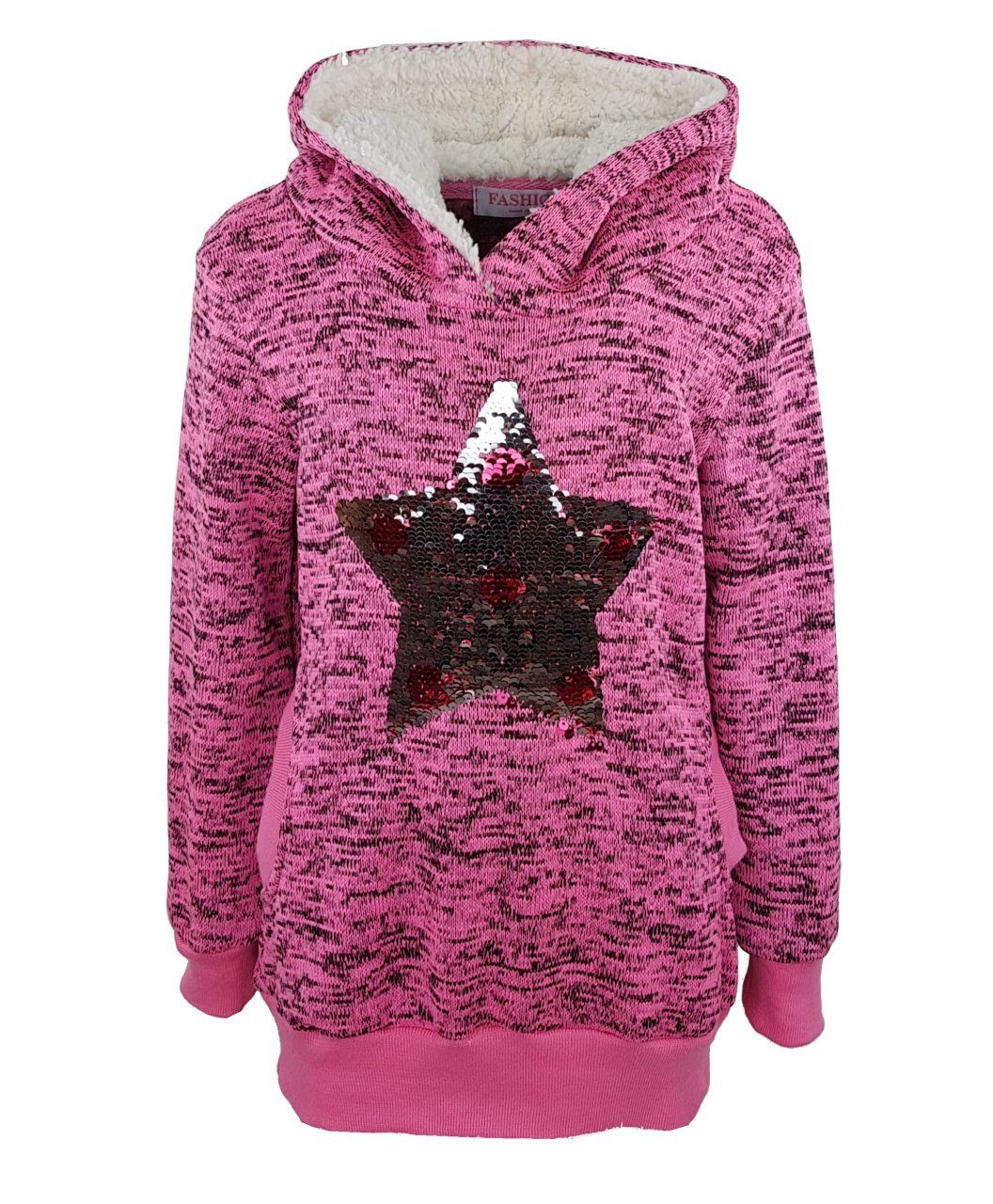 Kapuzenpullover mit MS07 Fashion Pullover, Mädchen Sweatshirt, Pailletten, Kapuzen Girls Pink