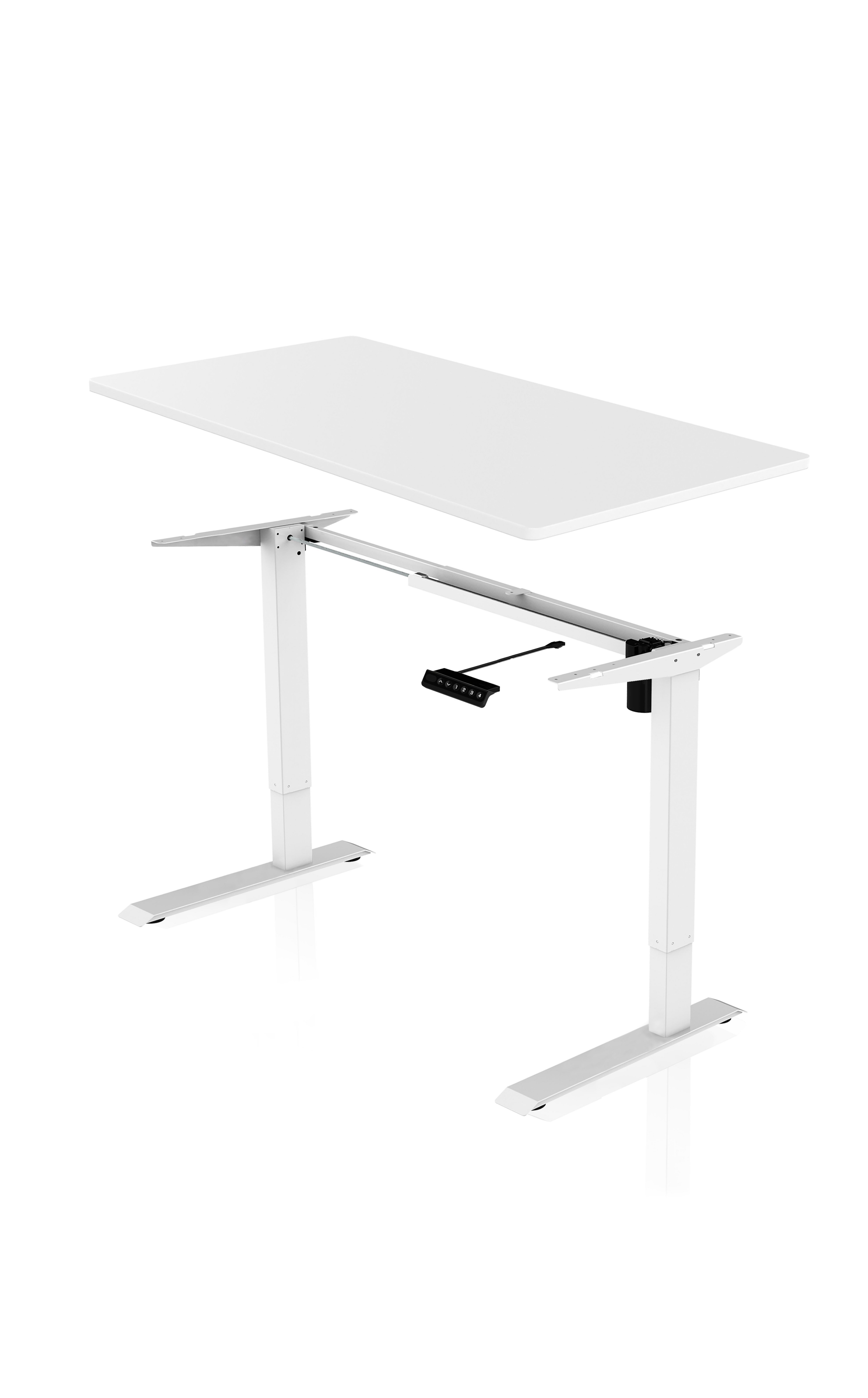 elektrisch Schreibtisch - Schreibtisch cm höhenverstellbarer Tischplatte AGIl Weiße Gestell Komplett-Set - Weißes 120*60