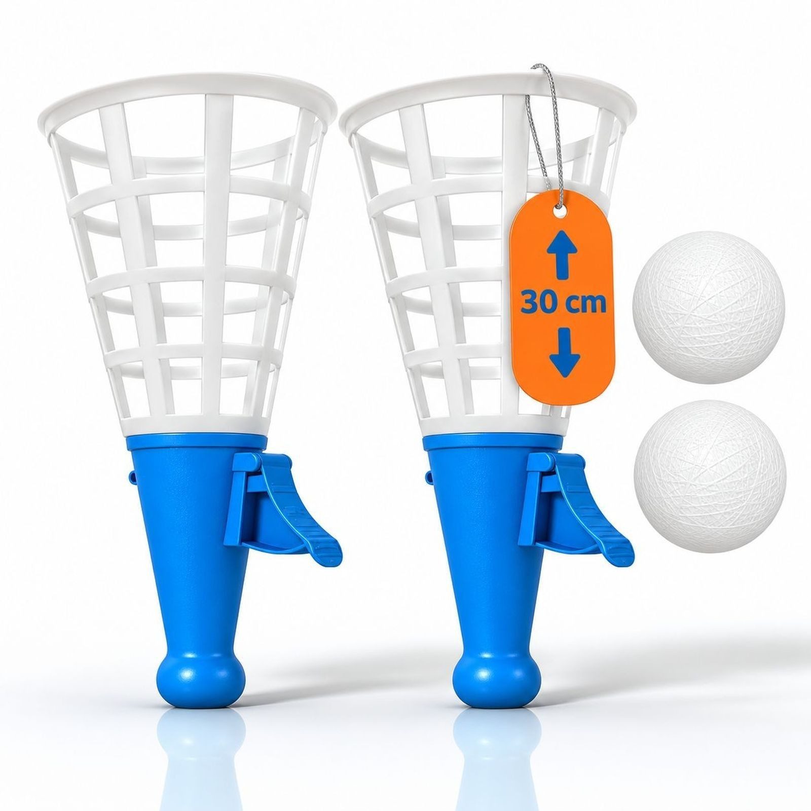 alldoro Spielzeug-Gartenset XXL Fangballspiel, Geschicklichkeitsspiel für Kinder & Erwachsene, 4-tlg. Fangbecherspiel mit 2 riesigen Fangbechern (31 cm) und 2 Bällen