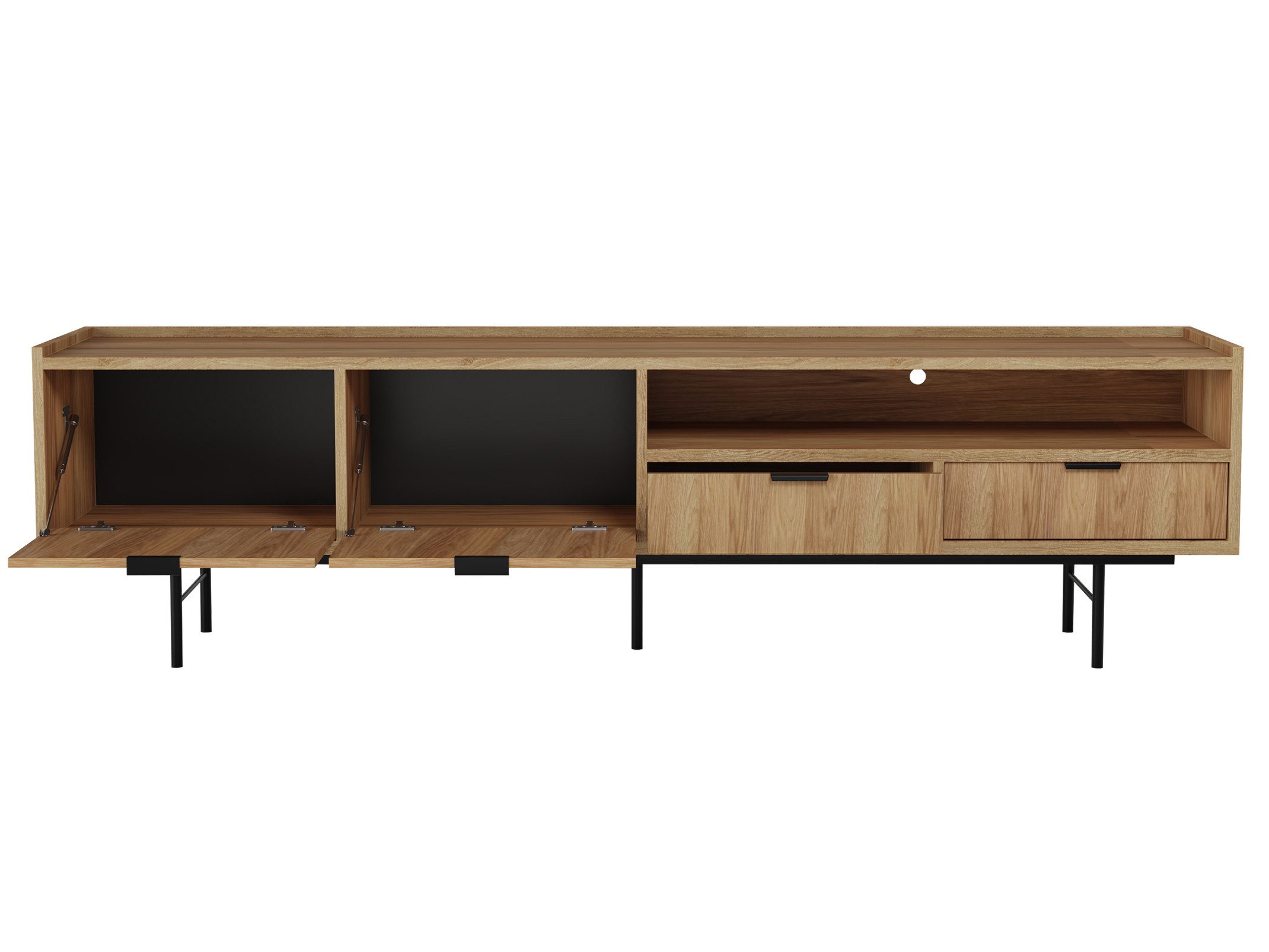 Beautysofa TV-Schrank Evron mit 2 Schubladen, 2 Türen und offene Ablage (zwei moderne Farben zur Auswahl) Breite: 200 cm