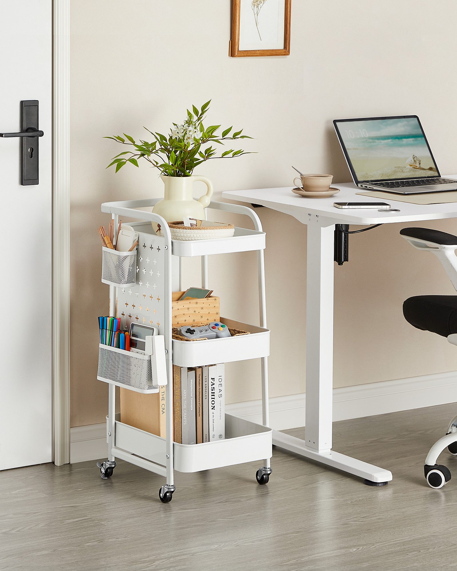 SONGMICS Beistellwagen, Rollwagen, Küchenwagen, Servierwagen, Ablagen, Loch günstig online kaufen