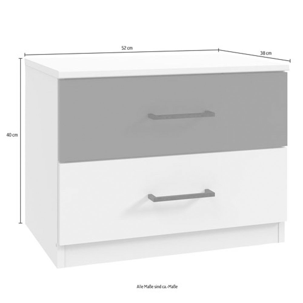 Wimex Nachtschrank Kreta (Kreta, 2-St., 2er Nachttisch-Set) 52x38x40cm weiß graphit