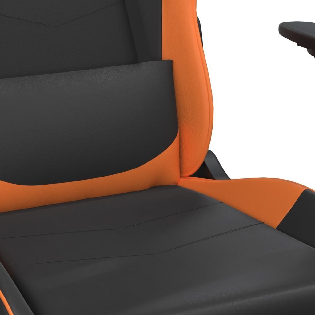 vidaXL Gaming-Stuhl Gaming-Stuhl Orange | Orange und St) & Kunstleder Schwarz (1 Fußstütze und Schwarz Schwarz Orange mit Massage