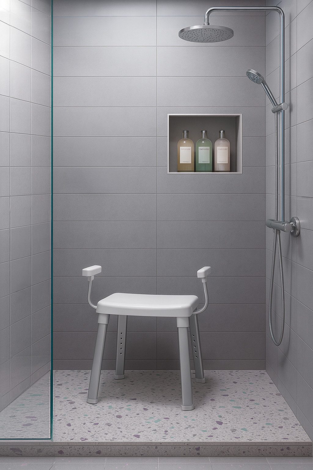 Bischof Dusch- und Badhocker Splash 2.0, belastbar bis 150 kg, rutschfester Stand, TÜV/GS geprüft, mit Armlehnen