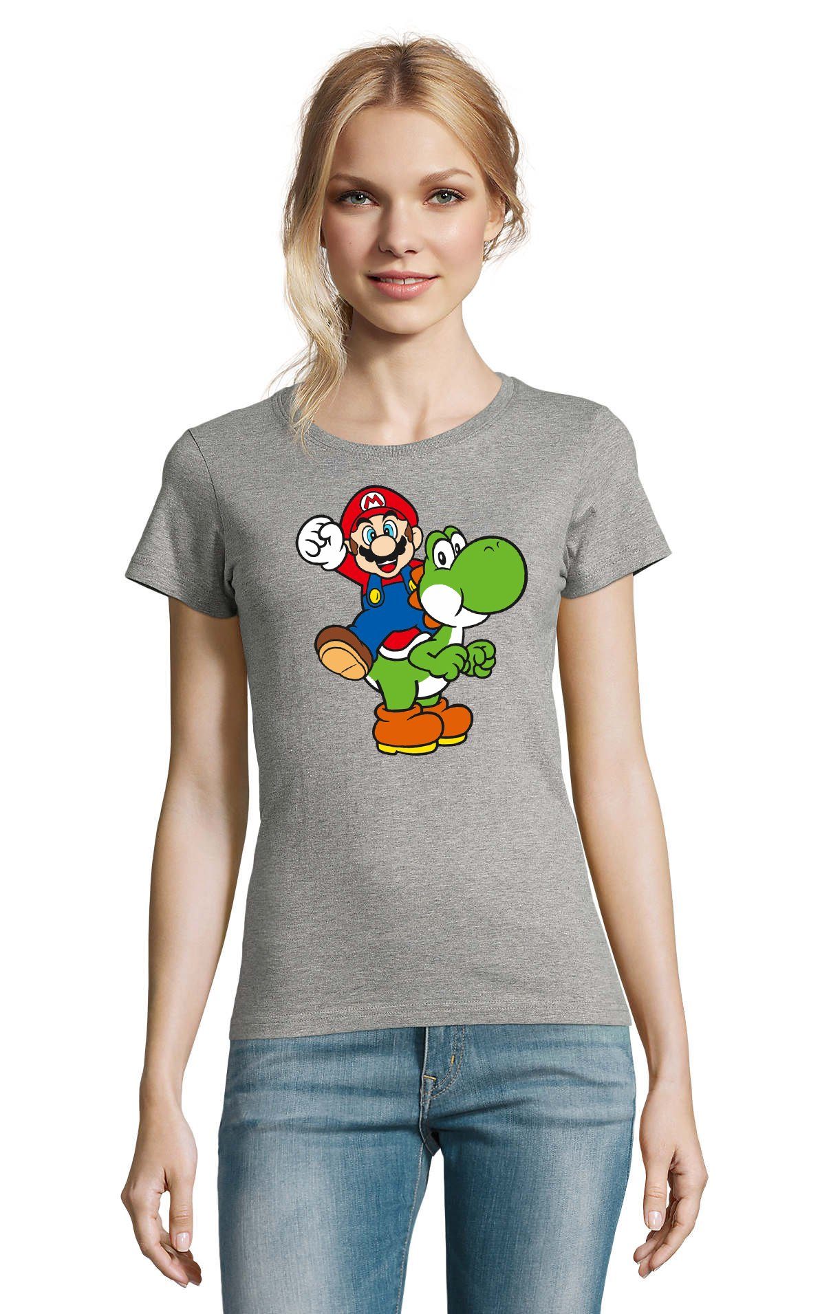 T-Shirt Damen Yoshi & Mario Gaming Geek Konsole Super Retro
