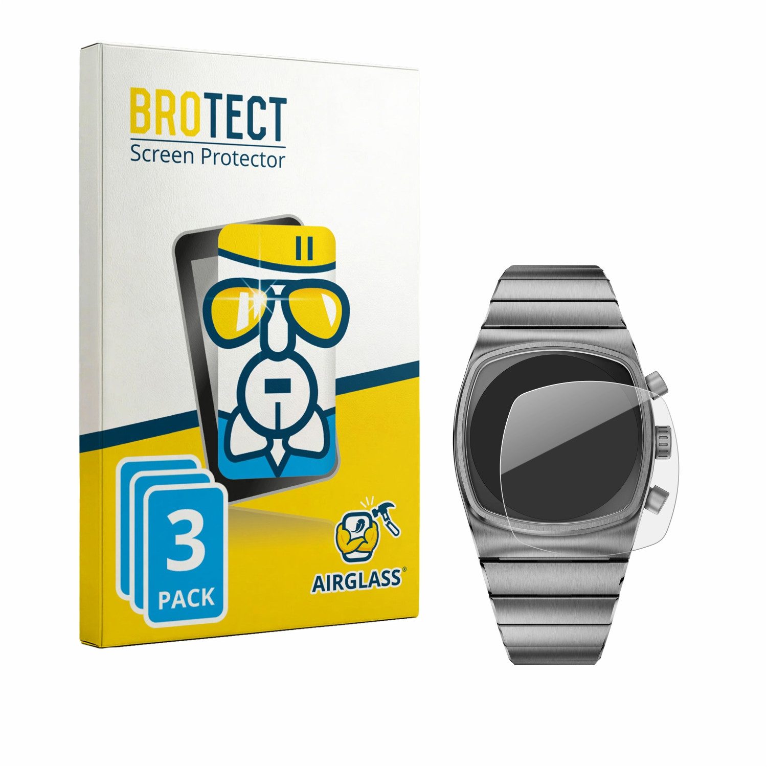 BROTECT Displayschutzglas Folie für Brew Watch Metric, 3 Stück, Schutzfolie Glas Panzer Display Schutz klar