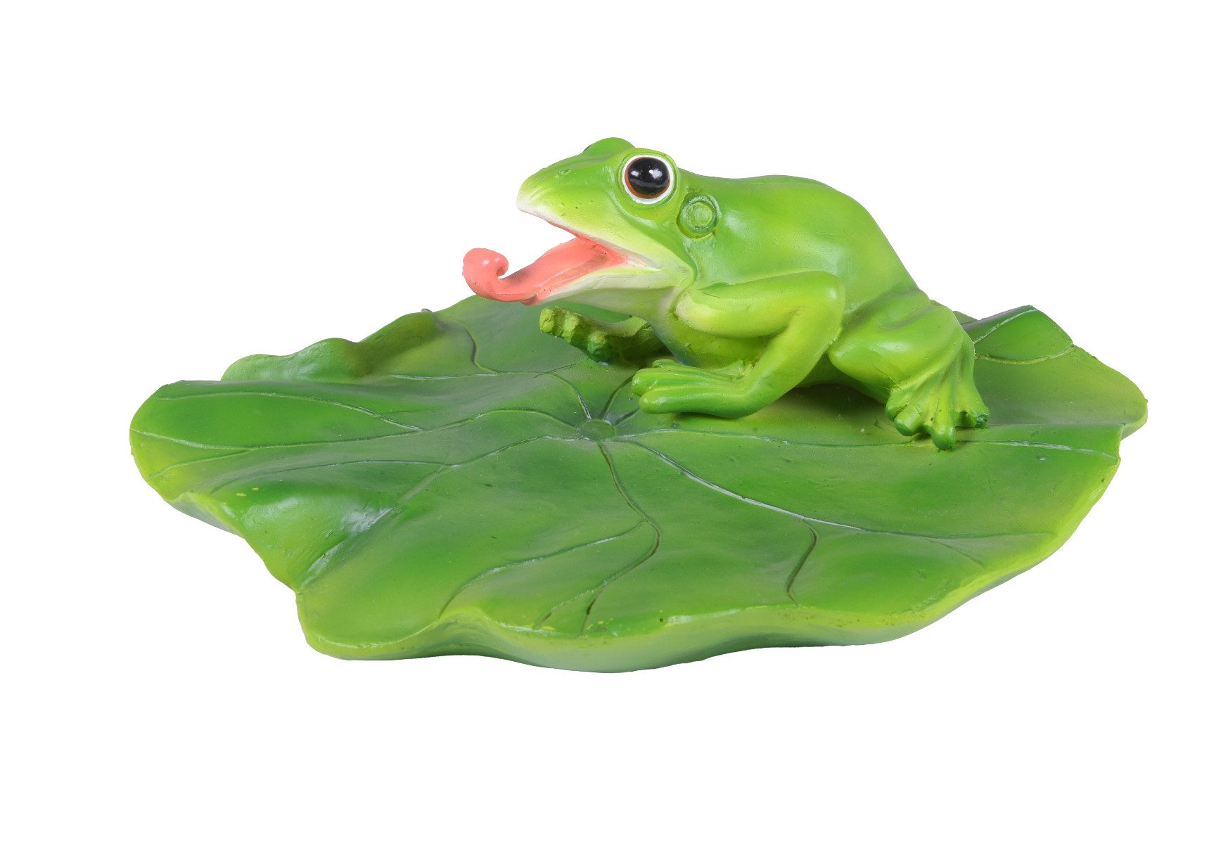 Teichfigur Frosch auf Seerose schwimmend Polyresin Ø23cm H9cm 4Motive wählbar