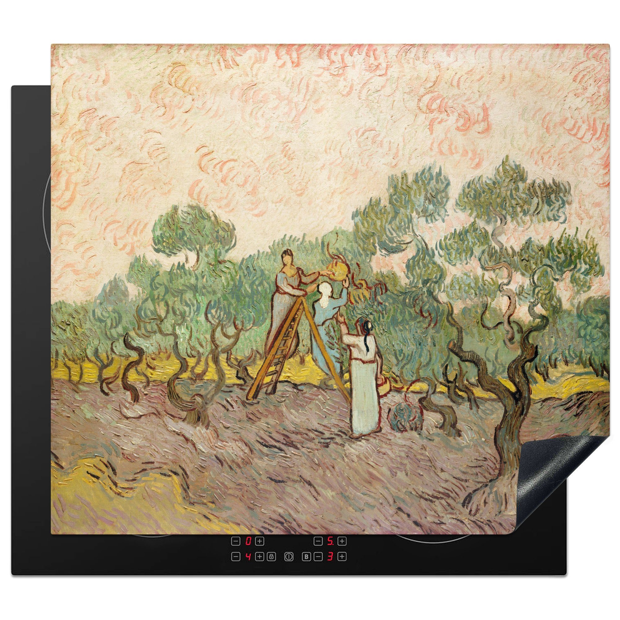 MuchoWow Herdblende-/Abdeckplatte Die Olivenpflücker - Vincent van Gogh, Vinyl, (1 tlg), 59x52 cm, Ceranfeldabdeckung für die küche, Induktionsmatte