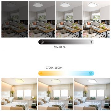 Bettizia LED Deckenleuchte LED Deckenlampe Ultraflach modern weiß Dimmbar Wohnzimmer 24w-36w, LED fest integriert, Warmweiß, Neutralweiß und Kaltweiß