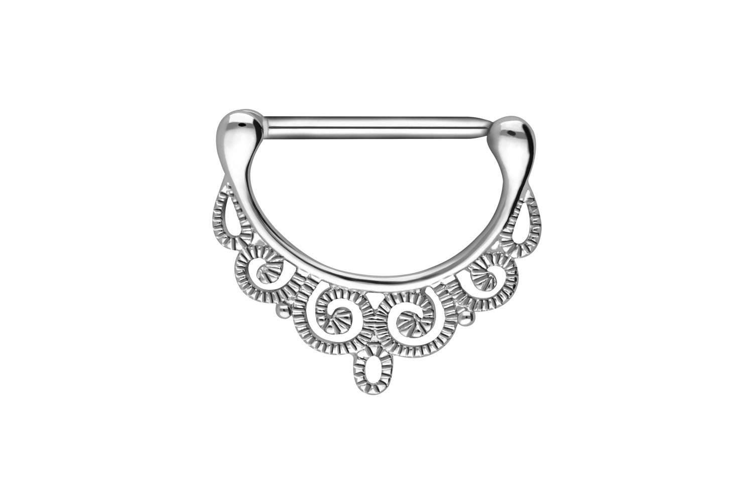 PIERCINGLINE Brustwarzenpiercing Chirurgenstahl Nippelpiercing Clicker ORIENTALISCHES DESIGN (Clicker, 1-tlg), Brust-, Nippel-Piercing, Chirurgenstahl