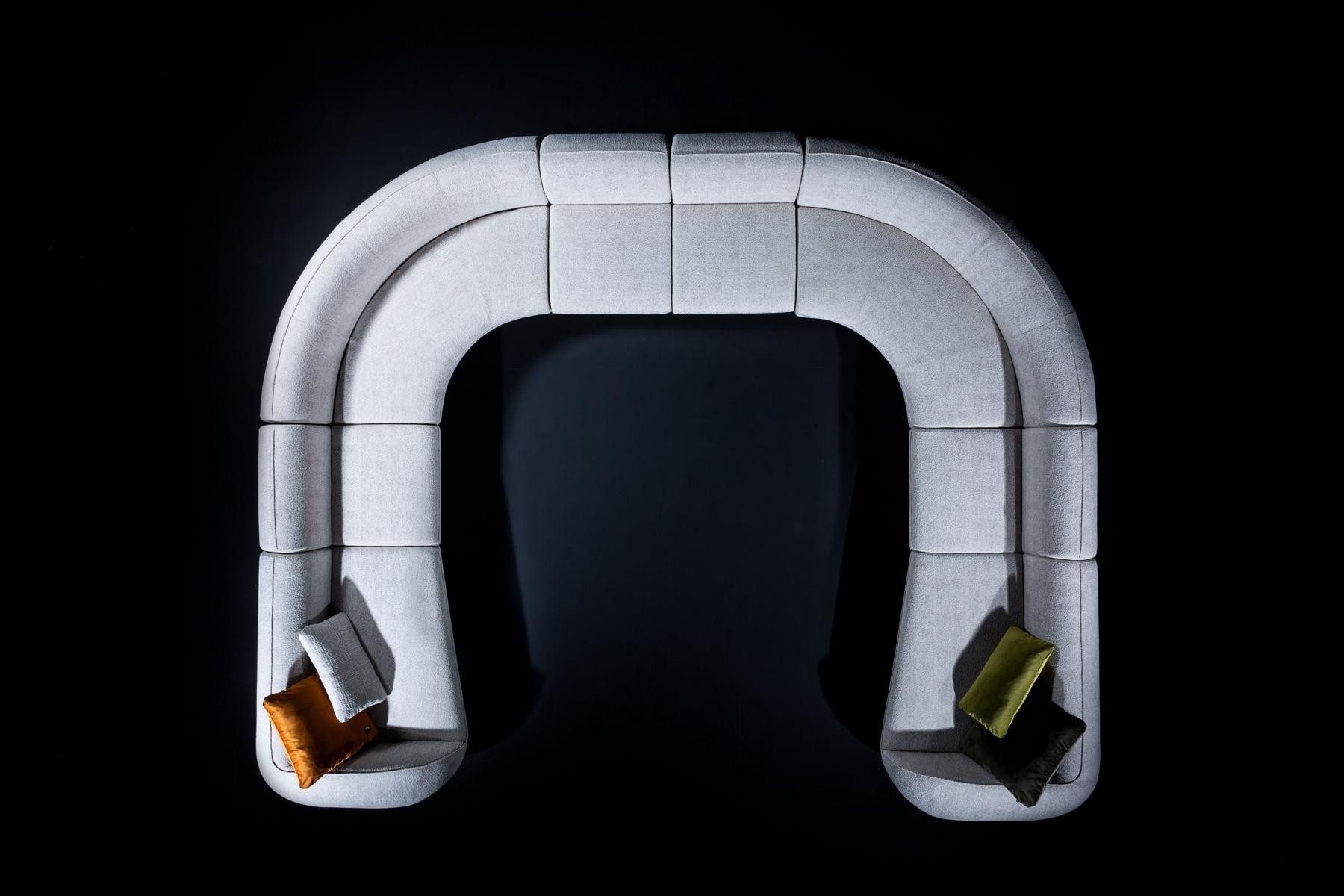 JVmoebel Wohnlandschaft Villen Sofa U-Form Textil Grau Polstersofa Design, Made in Europa