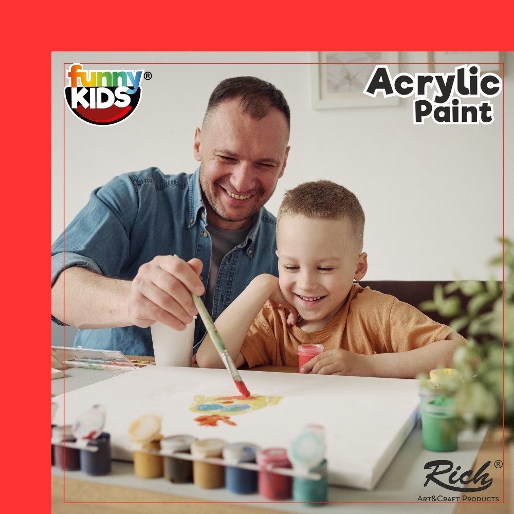 Funny Kids Acrylfarbe FUNNY KIDS Acrylfarben-Set 12 Farben - 25 ml, Ideal für kleine Künstler, leicht zu verwenden und schnell trocknend