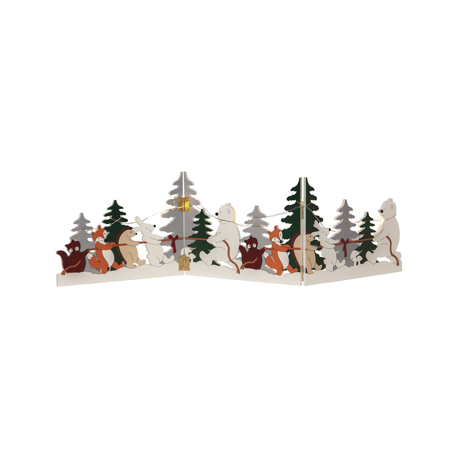 STAR TRADING LED Dekolicht Forest Friends, Klappbare Weihnachtsleuchte,Forest Friends' aus Holz, Batterie + Time