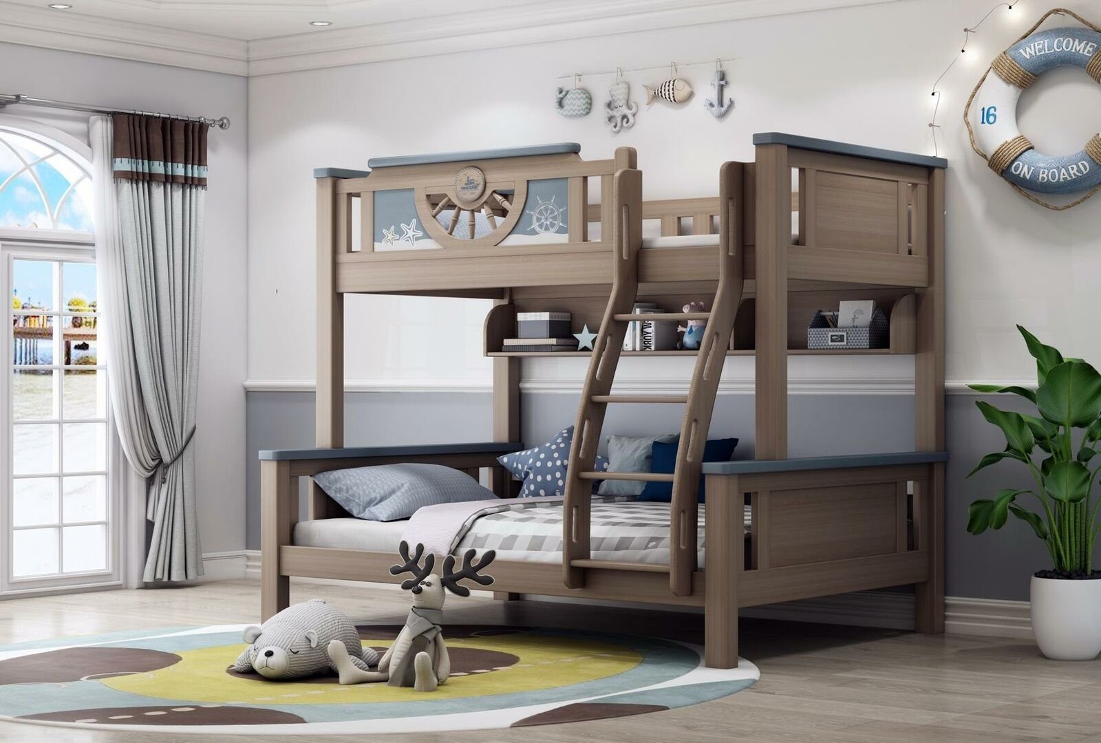 JVmoebel Bett Doppelstockbett Kinder Jugend Zimmer Möbel Holz Etagen Hoch Bett (Etagenbett)