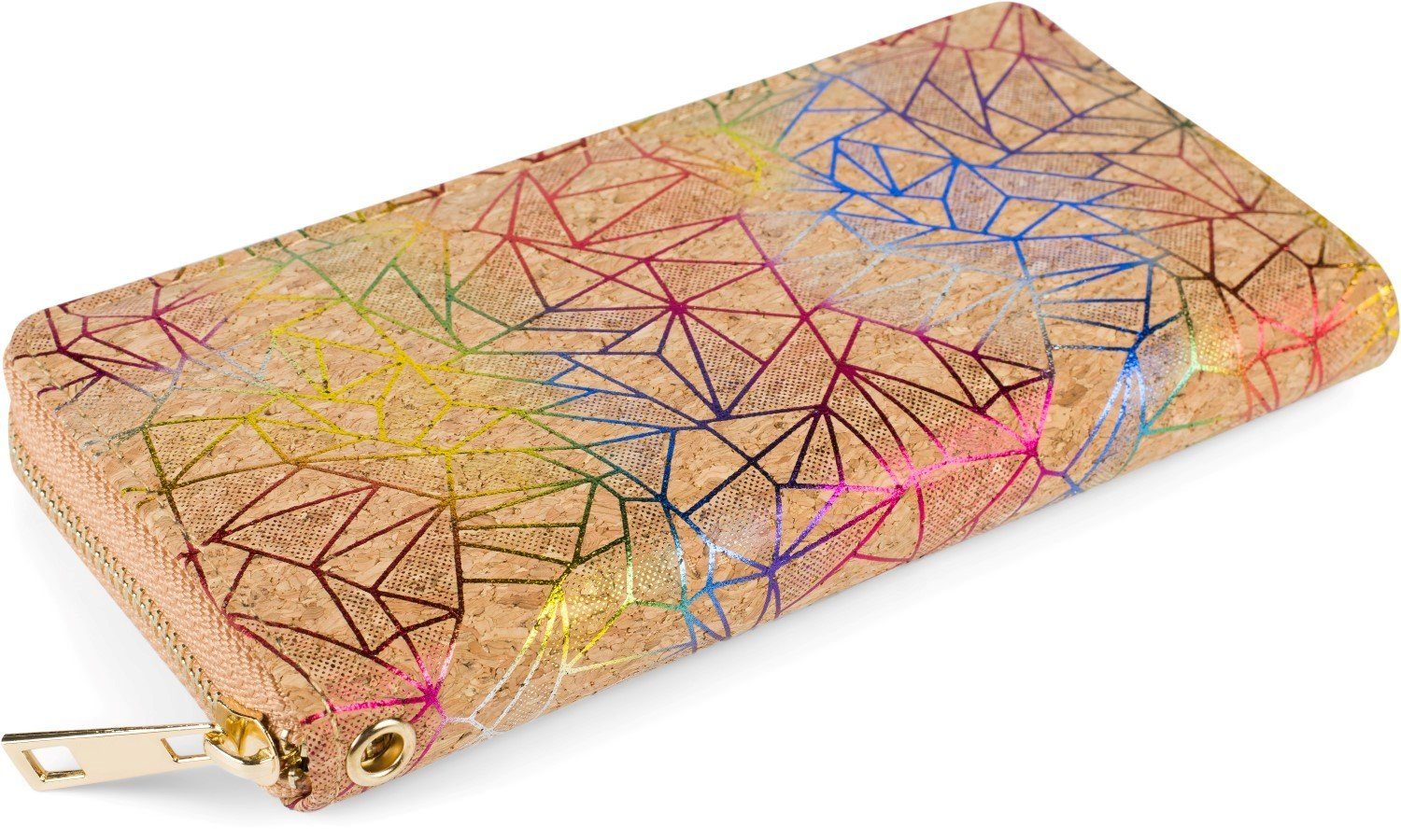 mit Muster Mehrfarbig Prisma styleBREAKER Geldbörse Kork (1-tlg), Geldbörse