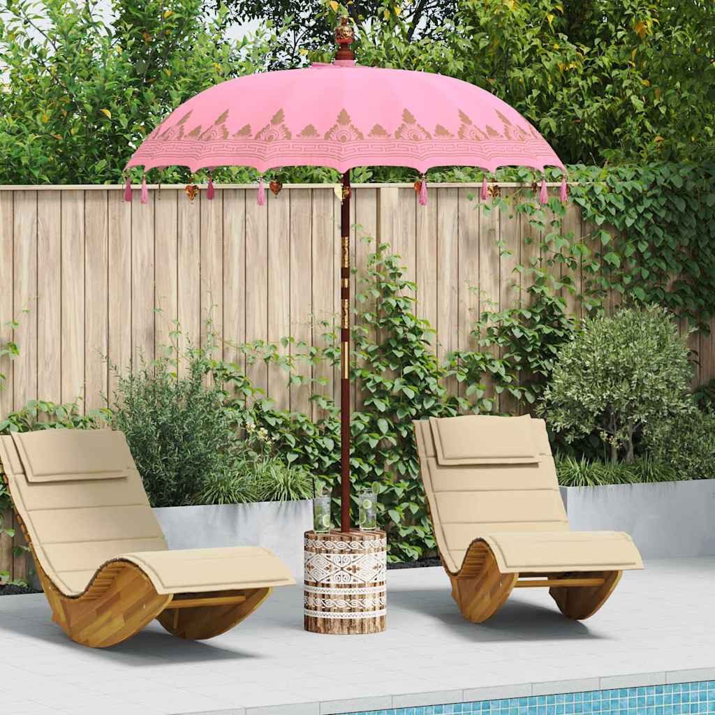 vidaXL Sonnenschirm, Balinesischer Sonnenschirm mit Sockel Rosa 185 x 185 x 260 cm