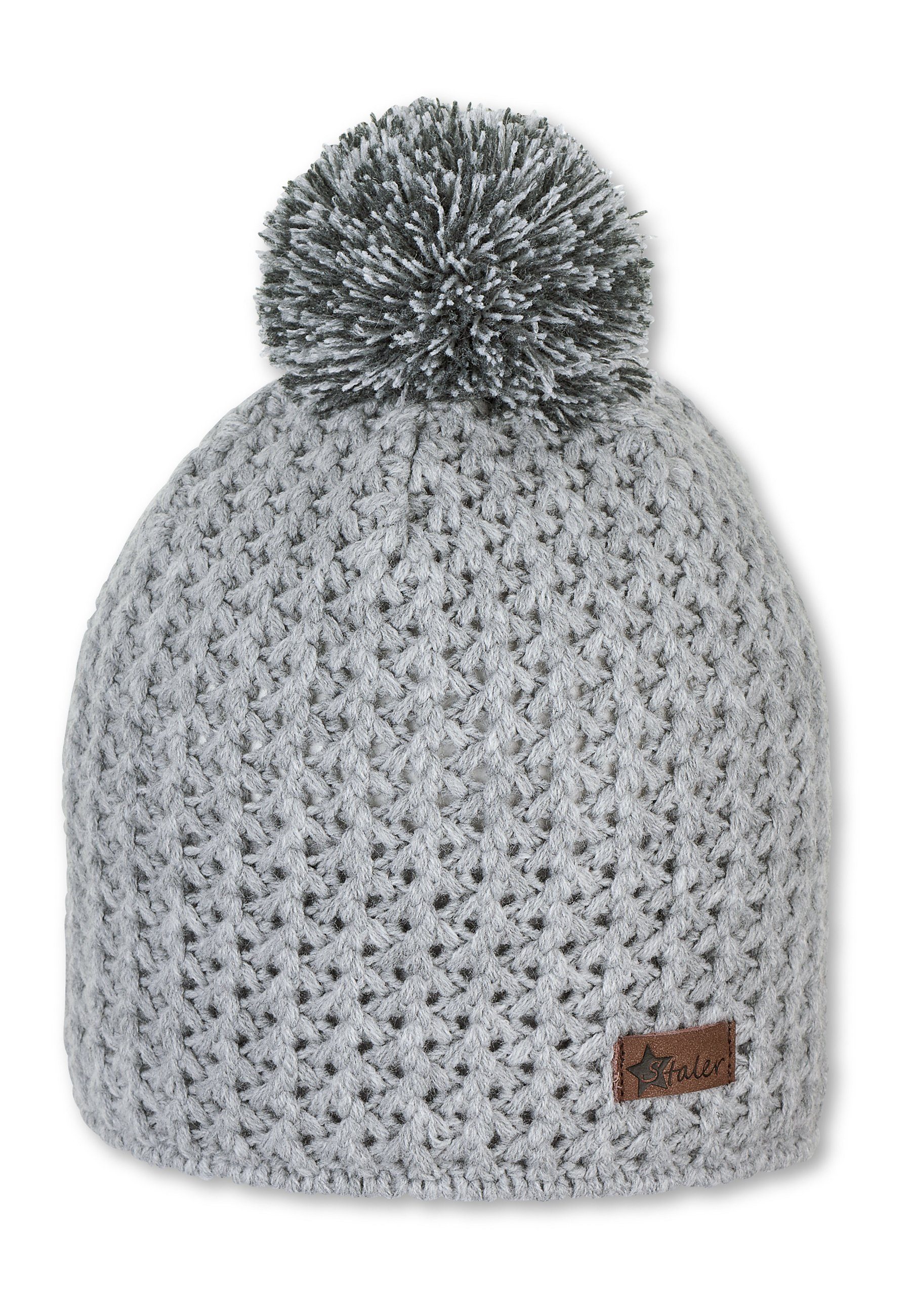 Sterntaler® Strickmütze Strickmütze (1-St) Mütze mit Pompon und coolem Zopf-Muster