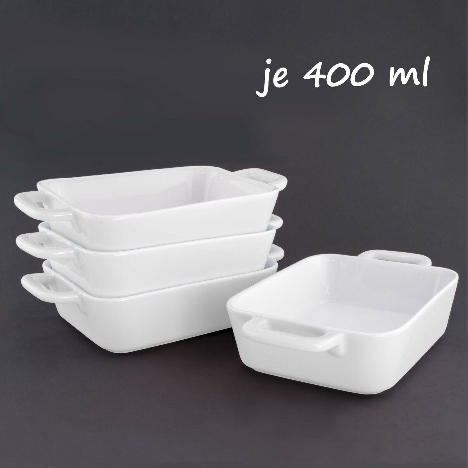 KVOTA Auflaufform 4-er Set rechteckig, keramik 400ml,MINI,ca.9,5x4x13cm,für je 1 Portion, Keramik, (4-St), Antikratz-Glasur