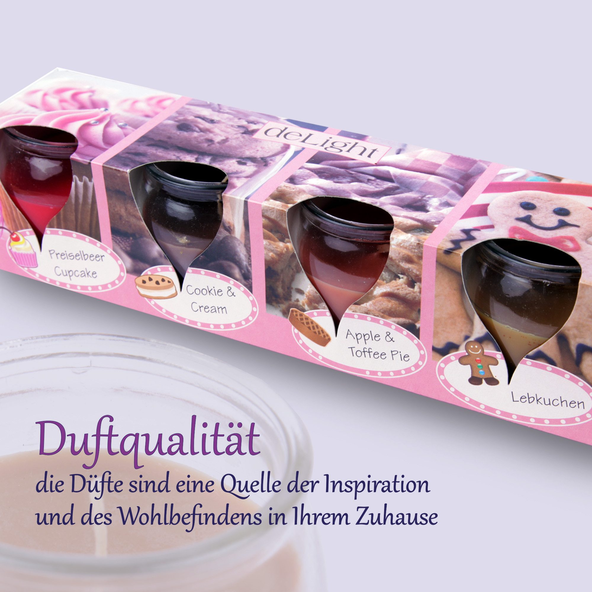 HS Candle Duftkerze Selection Duftmix im Glas (12-tlg), Bakery Selection, Duftnote süß, Ø6x6cm, 18h, ideal für Winterzeit – Bild 4 von 5