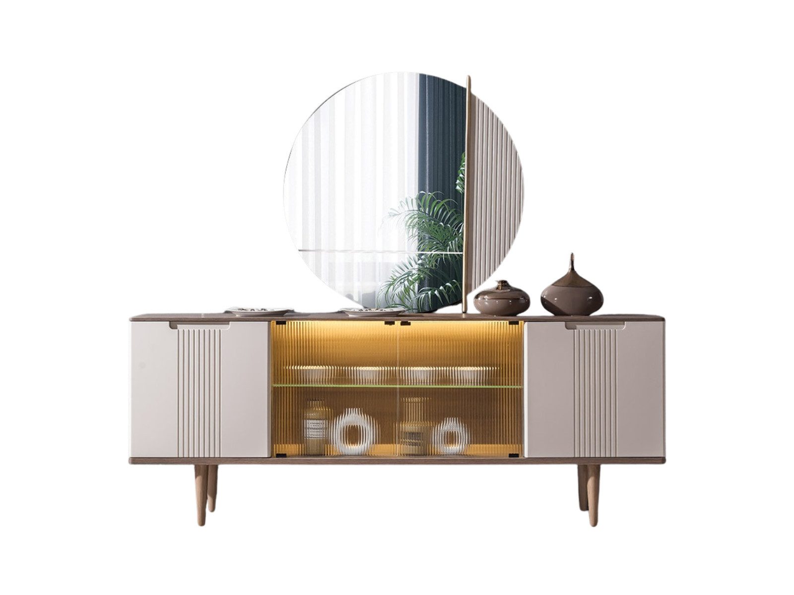 Villa Möbel Sideboard Santo (Sideboard, 1 St., 208 x 48 x 82 cm), Viel Stauraum und pflegeleichte Holzoptik