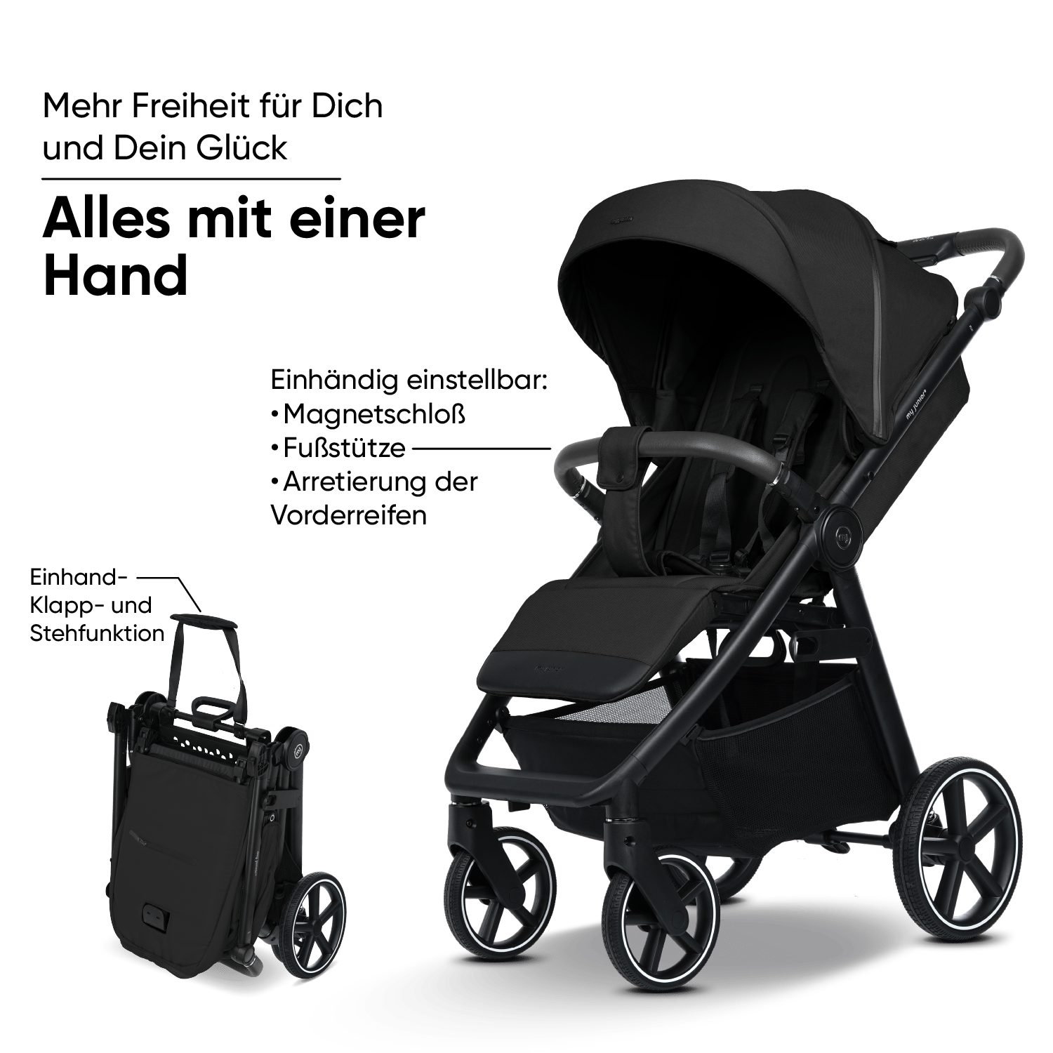 my junior Kinder-Buggy my junior® PLIA² Ink Stone, (3-tlg), großer Komfortbuggy mit Luftkammerreifen