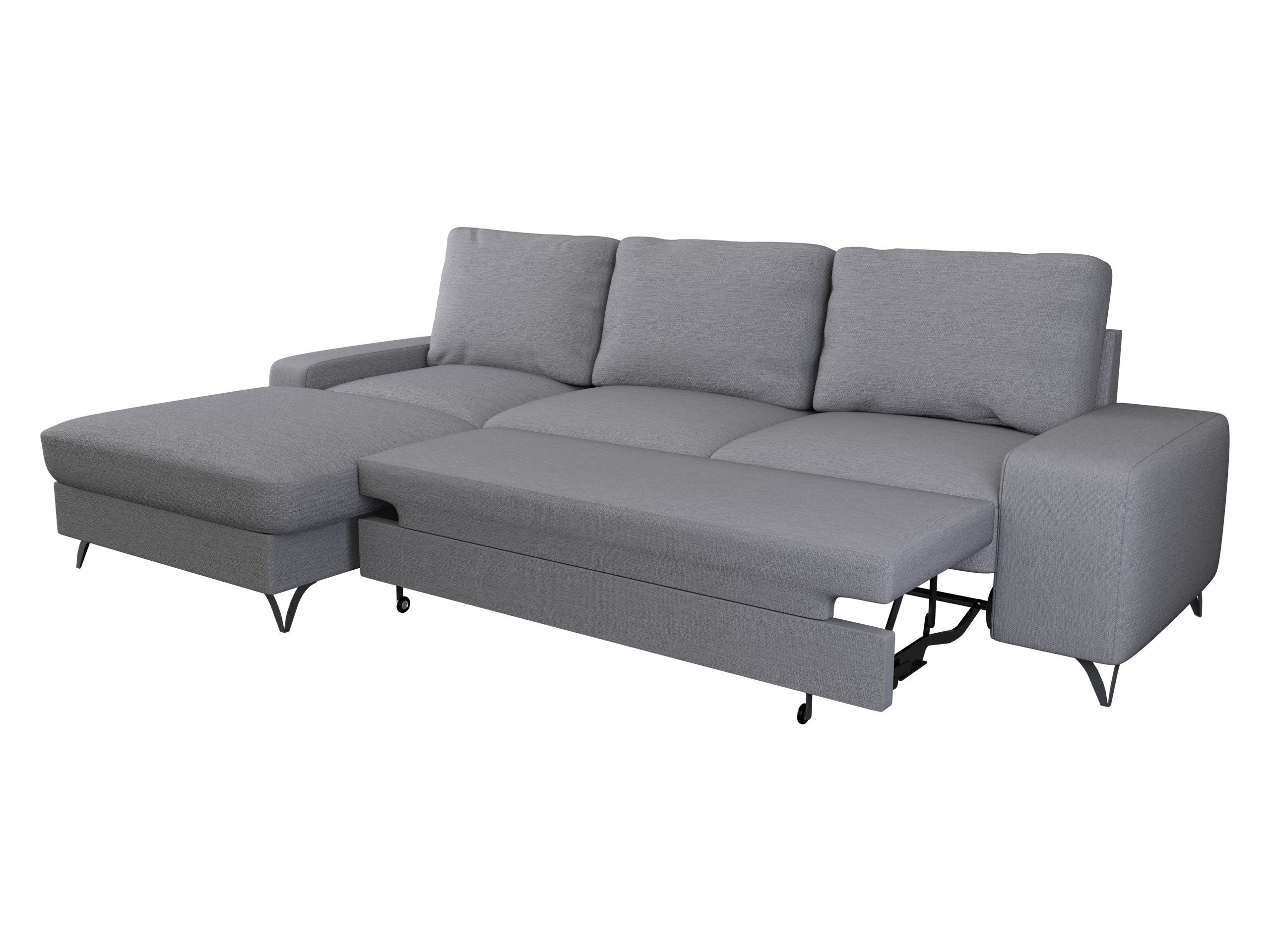 MIRJAN24 Ecksofa Flavio, mit Bettkasten und Schlaffunktion, 300x179x91 cm, Metallfüße