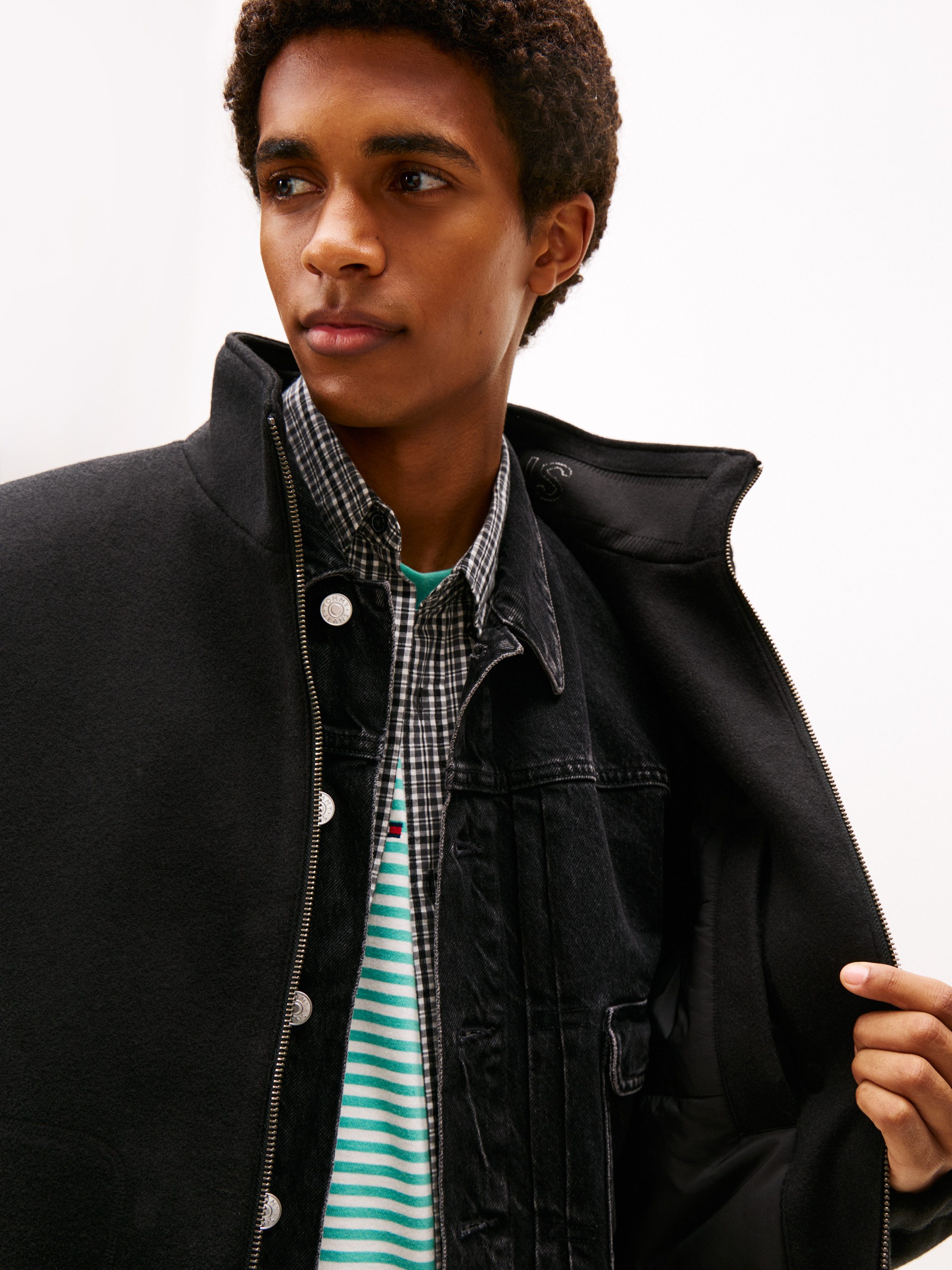 Tommy Jeans Fleecejacke TJM ESSENTIAL WOOL PADDED relaxed fit, Stehkragen günstig online kaufen