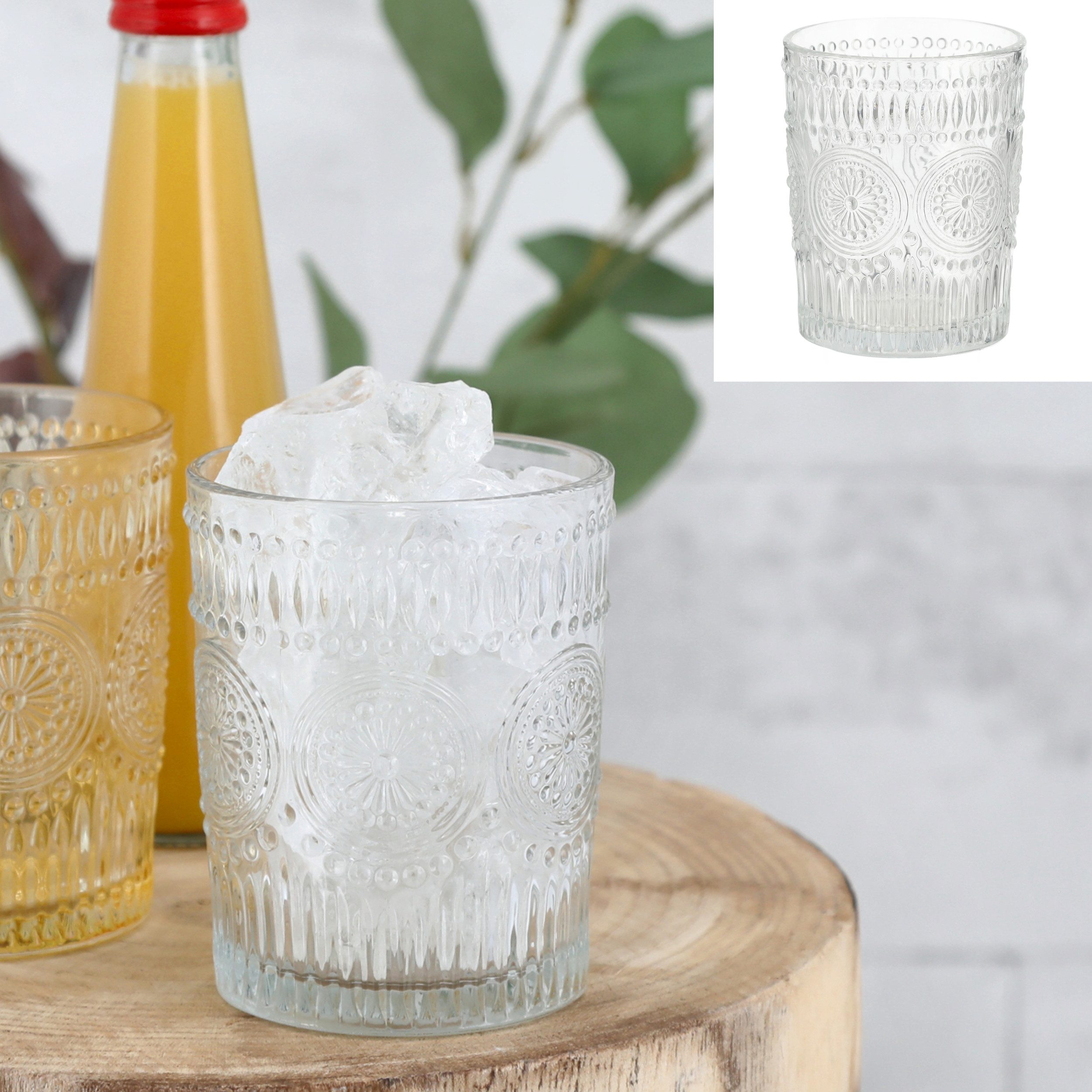 Annastore Glas Mandala Trinkgläser 12er Set – 250 ml Wassergläser mit edlem Muster, 12-tlg., Stilvolle Gläser für Wasser, Saft, Limonade & Longdrinks