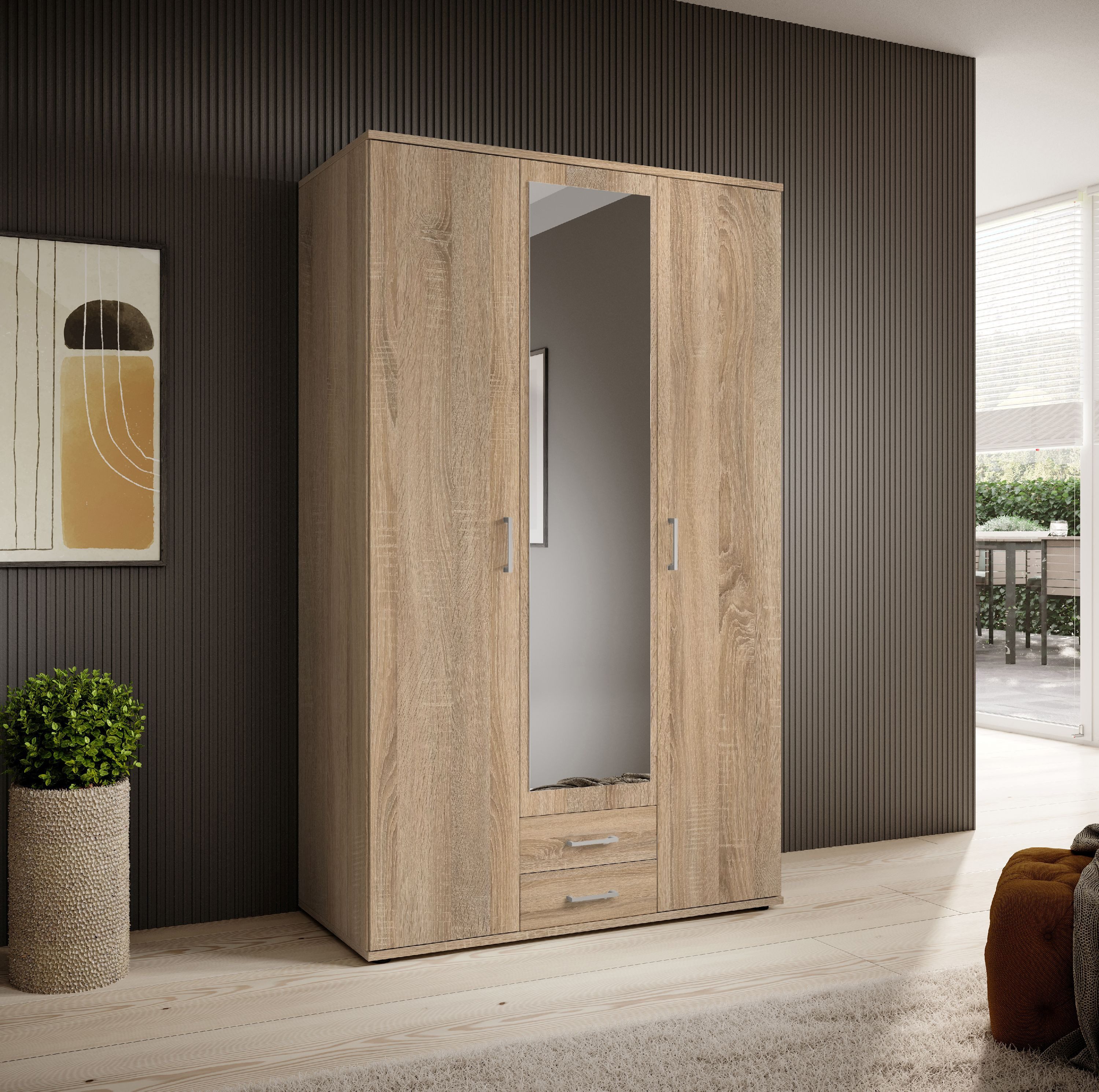 HARPER Kleiderschrank Kleiderschrank HARPER BREST BHT 120x196x54 cm braun Drehtürenschrank – Bild 4 von 5