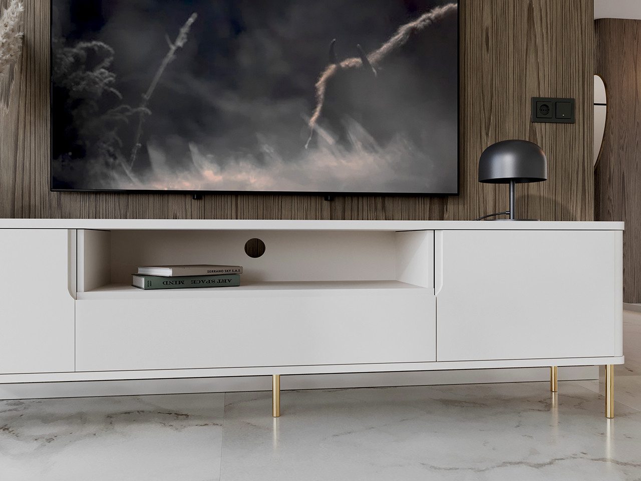 MOEBLINE Lowboard TV Schrank Kommode RADDIO 180NZ weiß