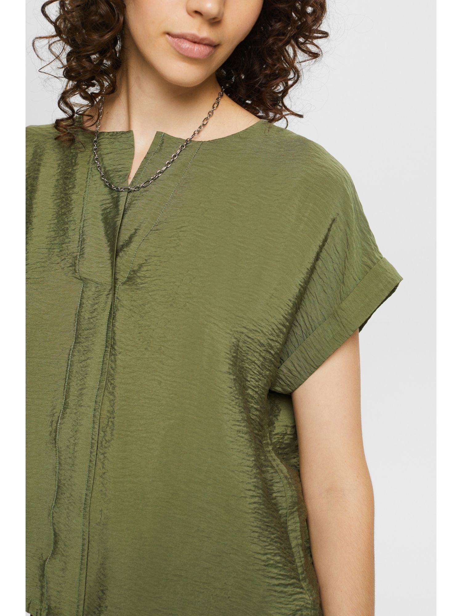 KHAKI Strukturierte Collection LIGHT Esprit Bluse Kurzarmbluse