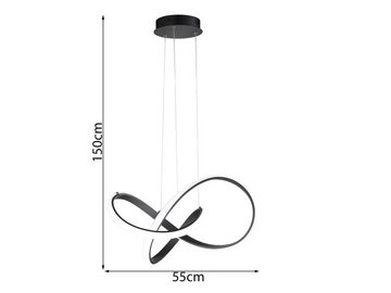 WOFI LED Pendelleuchte, Dimmer, LED fest integriert, Warmweiß, Esstisch dimmbar, Designer Wohnzimmer Lampen-Schirm groß Schwarz Ø55cm