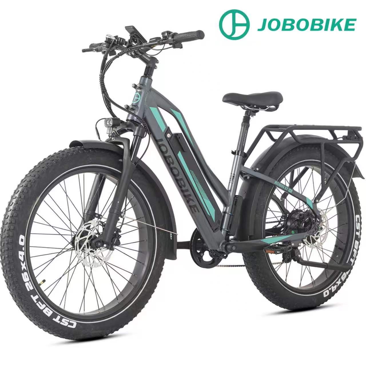 JOBOBIKE E-Bike Mountainbike 26x4 Zoll, 180km, 80Nm, Gefederte Sattelstütze & Bremslicht & Blinker, 7 Gang Shimano, Kettenschaltung, Heckmotor, 840 Wh, (LCD-Farbdisplay, für Asphalt, Schotter und Gelände, Aluminiumrahmen), 5 Stufen, Fatbike, MTB, Elektrof
