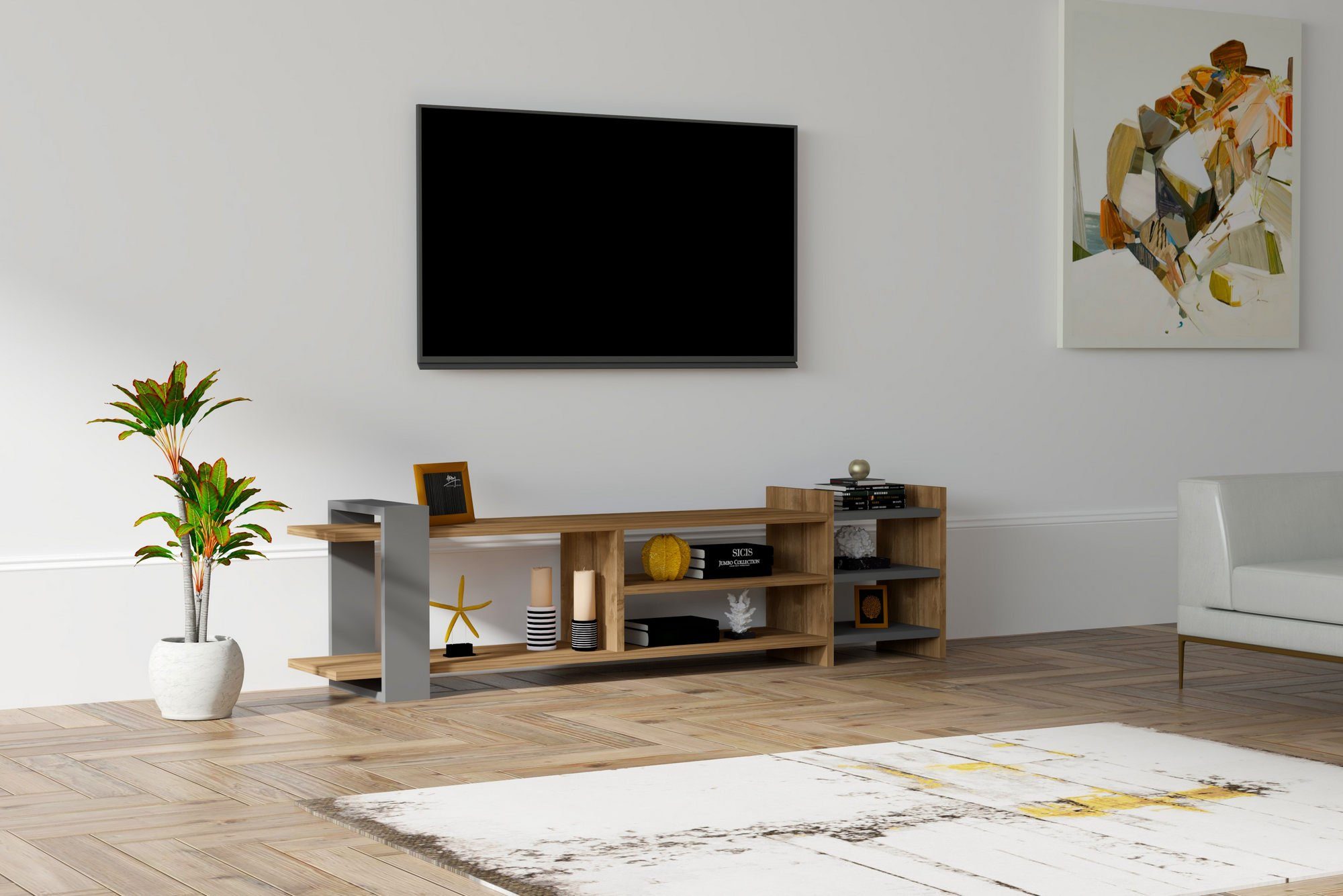 Skye Decor TV-Schrank Schränke, 40x156x29,6 cm, 100% Melaminbeschichtete Partikelplatte