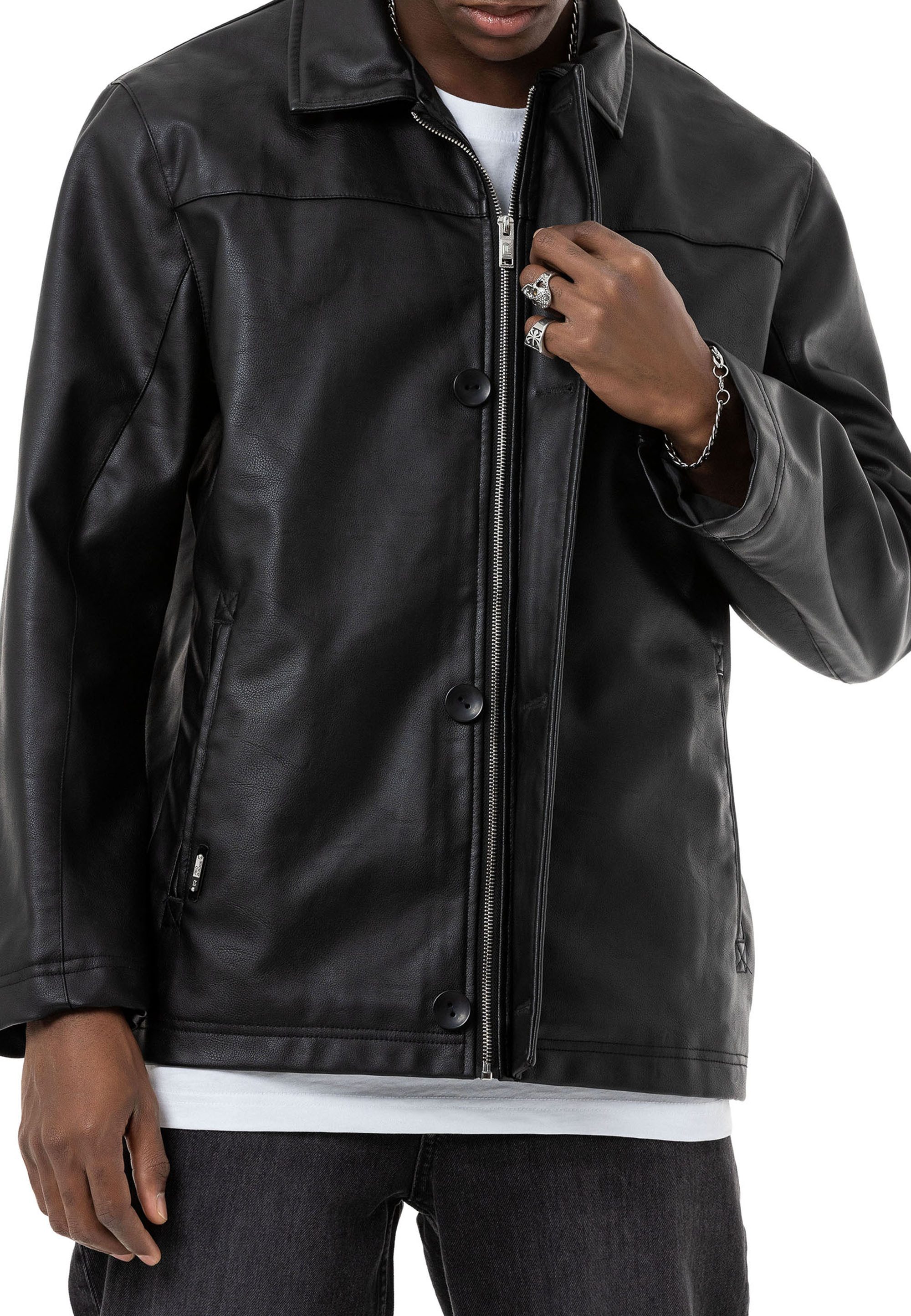 RedBridge Lederimitatjacke im Oversized fit Kunstlederjacke klassisch und modern Authentische Lederoptik; Hochwertige Verarbeitung und Tragekomfort