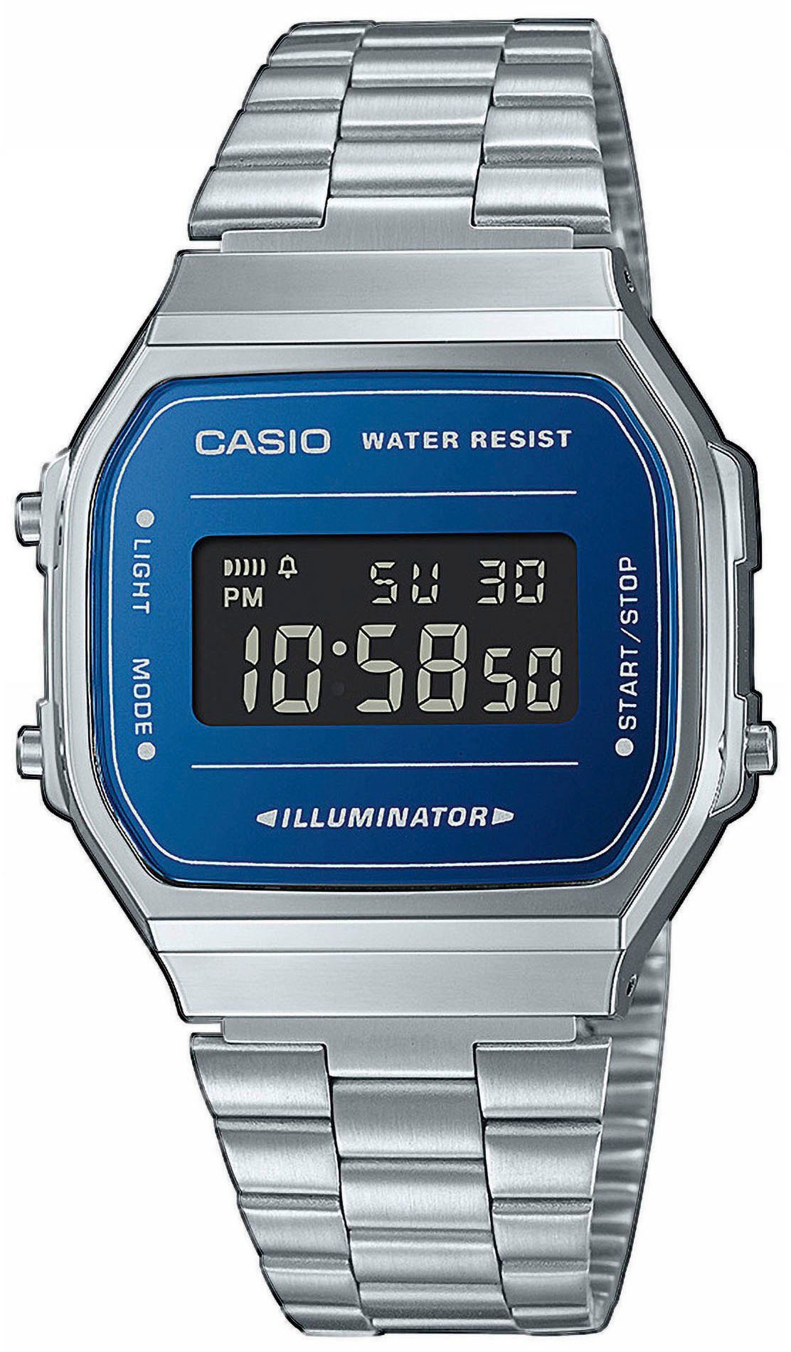 CASIO VINTAGE Chronograph A168WEM-2BEF, Quarzuhr, Armbanduhr,Damenuhr, Herrenuhr, Digitaluhr, Edelstahlarmband