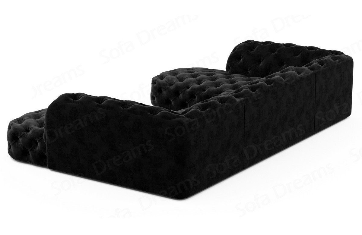 Lounge Look Couch Lanzarote Dreams U schwarz95 Wohnlandschaft Sofa Sofa im Stoffsofa, Designer Couch Chesterfield Samtstoff