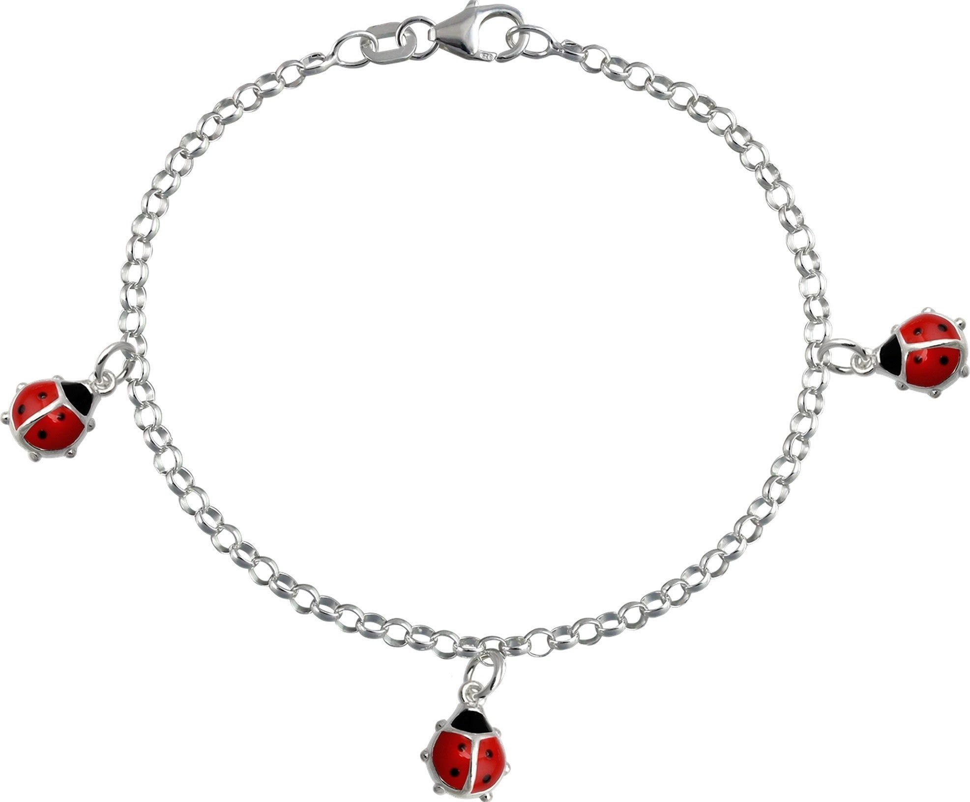 Silber, für 16cm, SilberDream schwarz SilberDream Kinder Marienkäfer (Marienkäfer) rot, (Armband), 925 Armband Farbe: Armband Kinder Silberarmband ca.