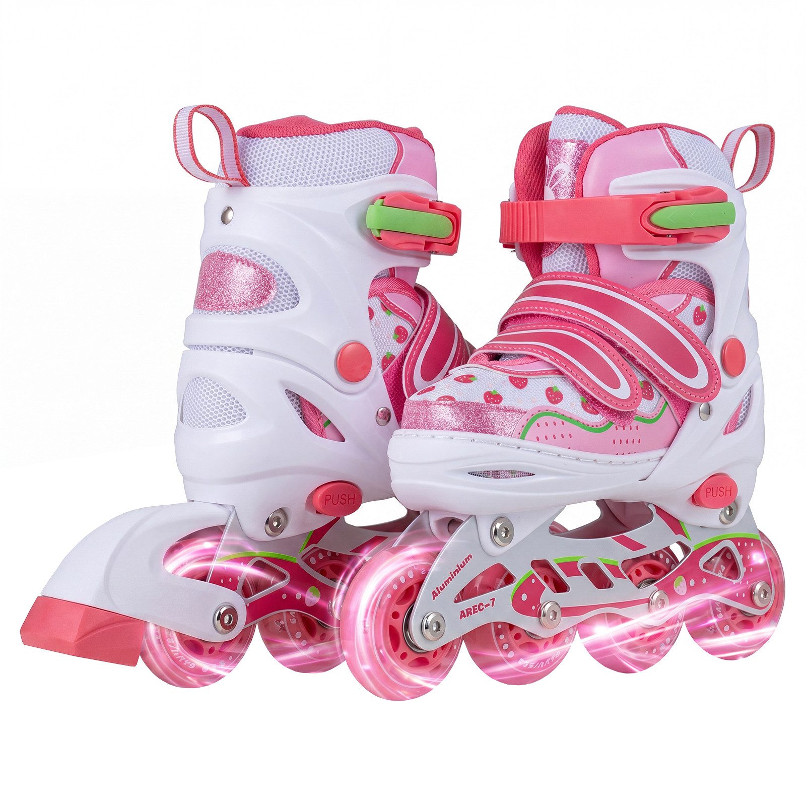 COSTWAY Rollschuhe, Inliner 4 Größen verstellbar mit leuchtenden Rädern