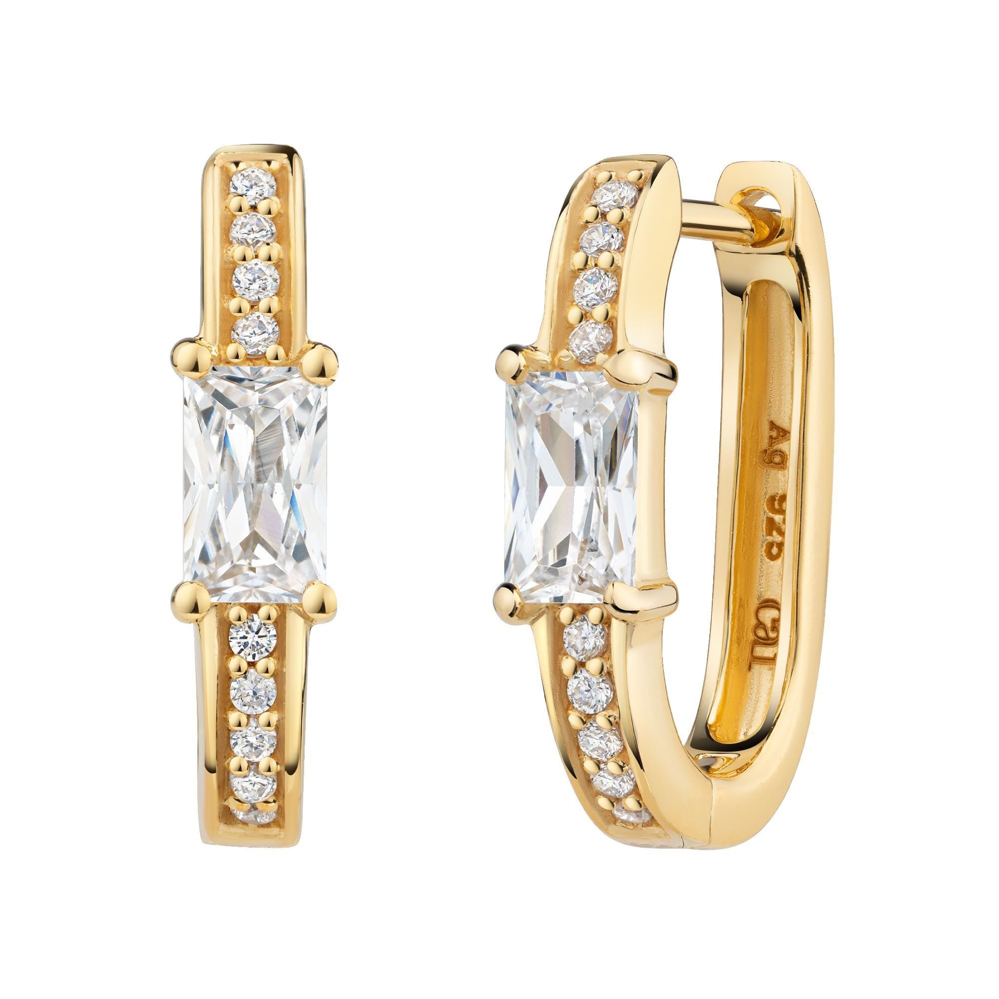 Paar Creolen 925 Silber vergoldet Zirkonia