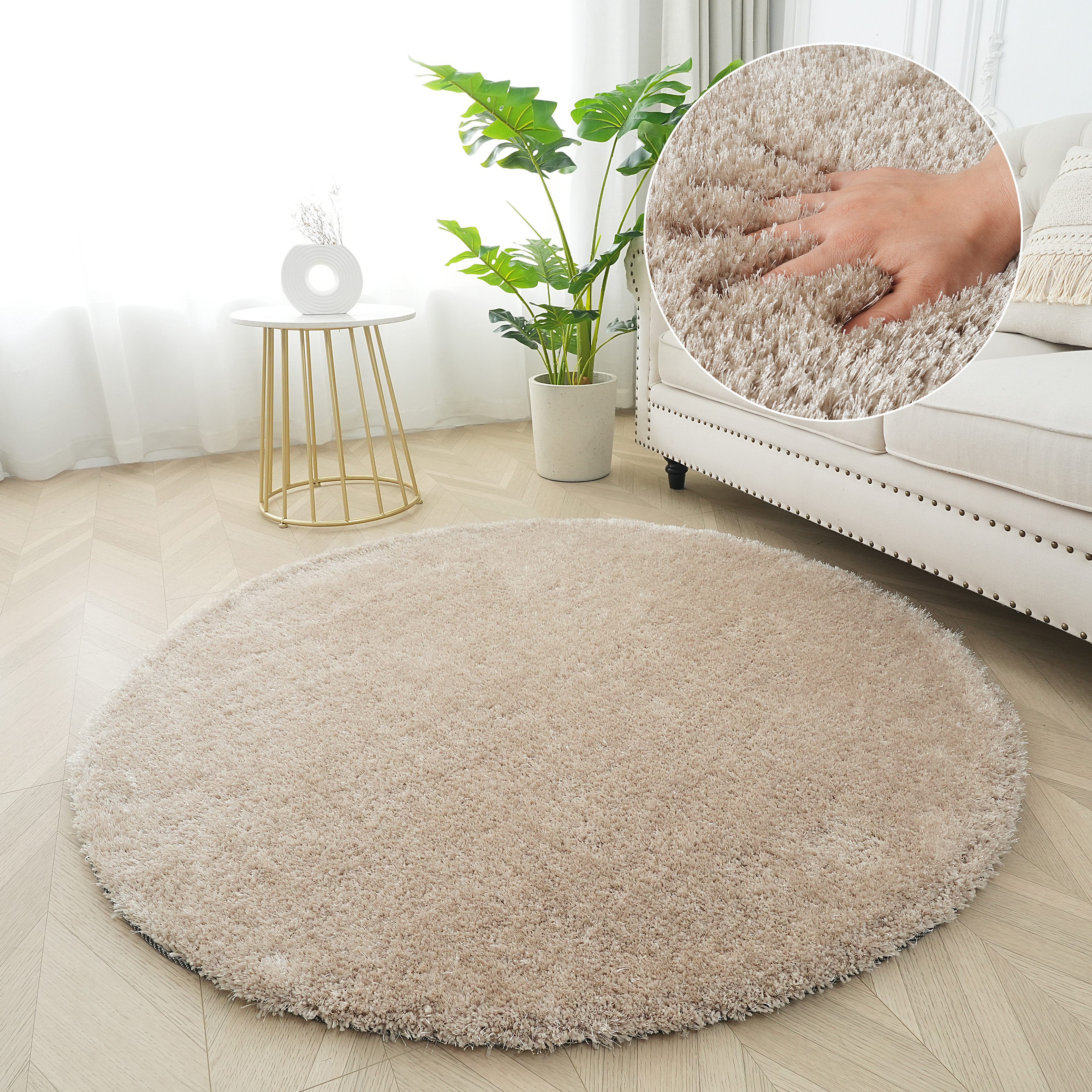 Bruno Banani Teppich Dana Teppich, besonders weich und kuschelig, Kundenliebling, rund, Höhe: 30 mm, uni, Mikrofaser Teppiche, Wohnzimmer, Schlafzimmer, Esszimmer