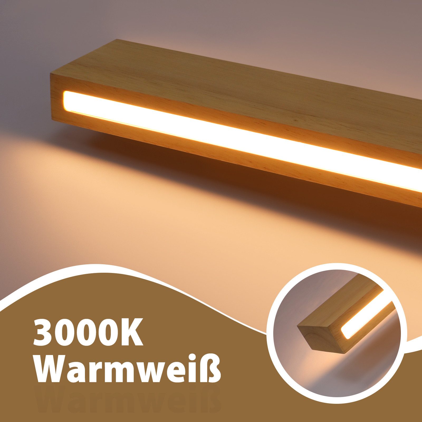 Nettlife LED Wandleuchte Holz 3000K warm weiße Wandbeleuchtung, Drehbar 330 günstig online kaufen