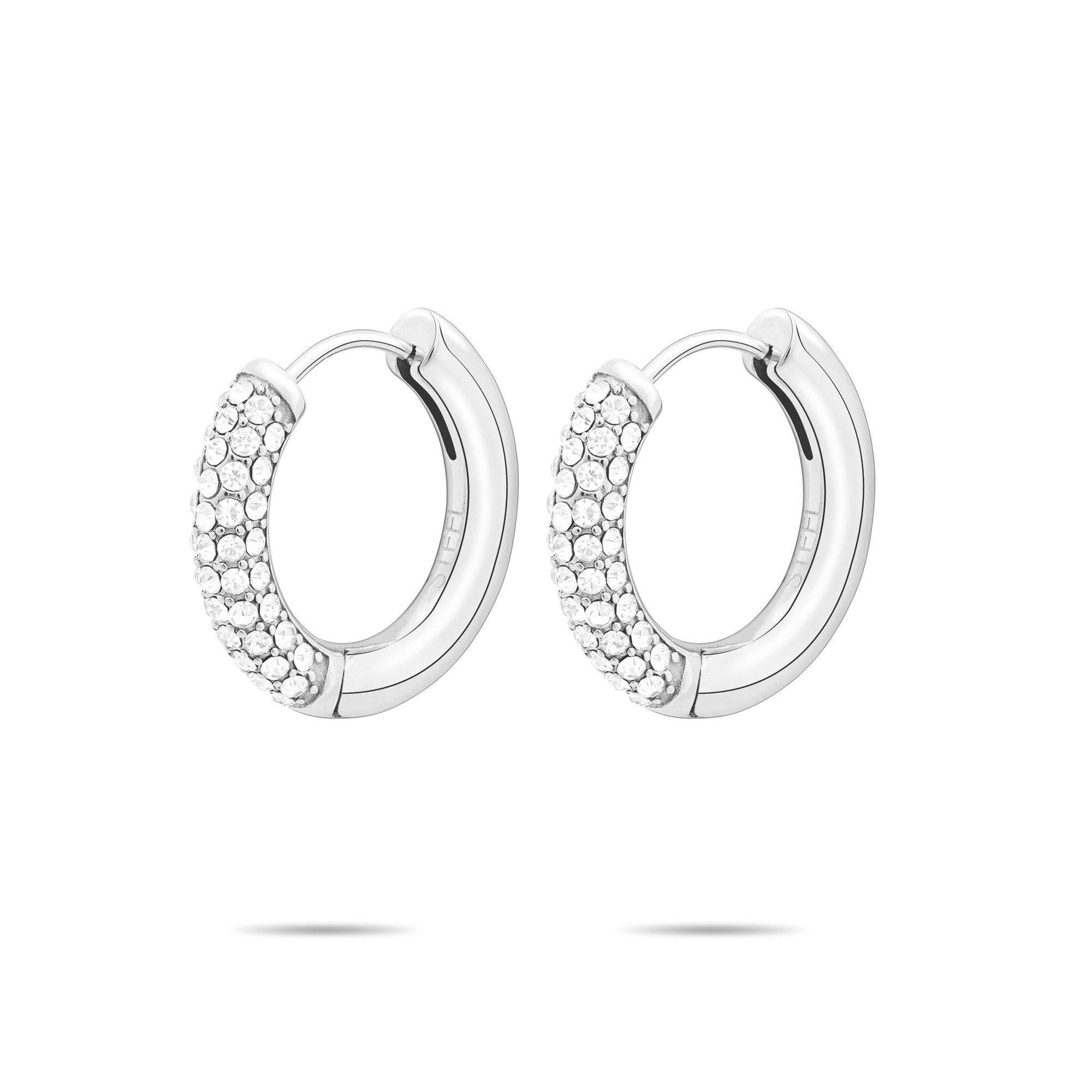 Tamaris Paar Creolen Schmuck Geschenk Edelstahl Creole Glitter Donut Familie, mit Glasstein