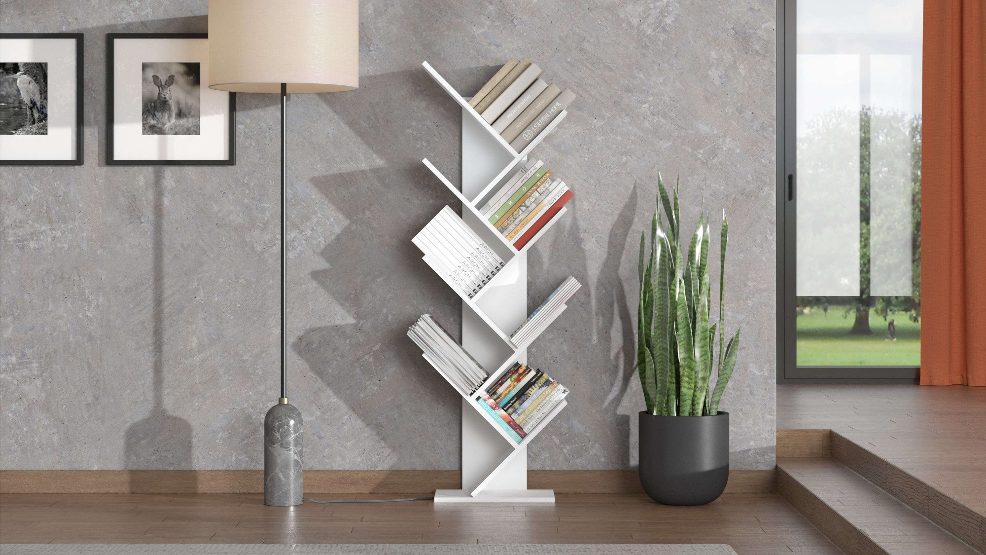 Home affaire Bücherregal Monopoli, Standregal, Holzdesign, Wandregal, Dekoregal, Ast-Optik, Modernes Baum-Design Bücherregal in 2 Farben ? stilvoll und kompakt