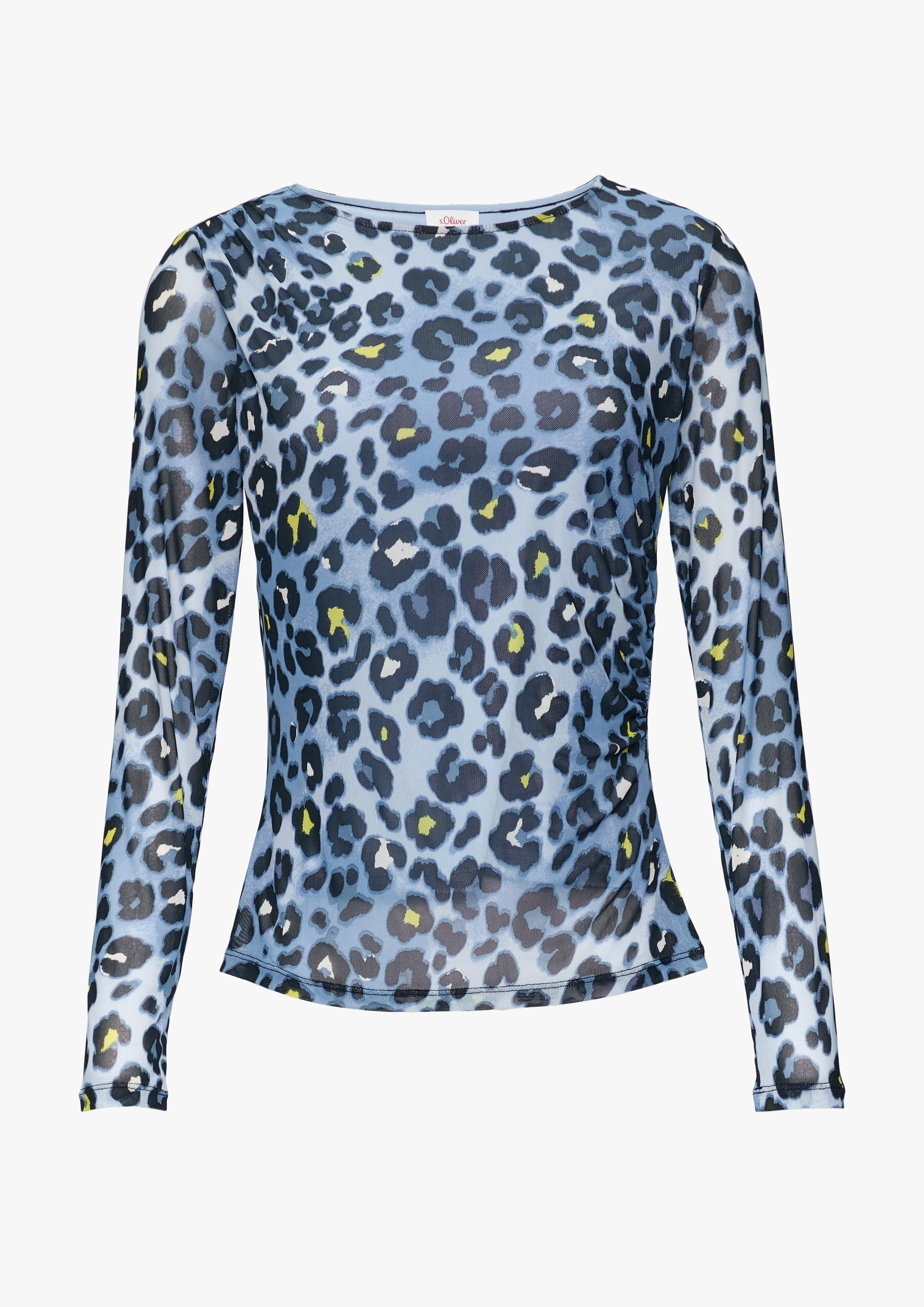 s.Oliver Langarmshirt Mesh-Shirt mit asymmetrischer Raffung günstig online kaufen