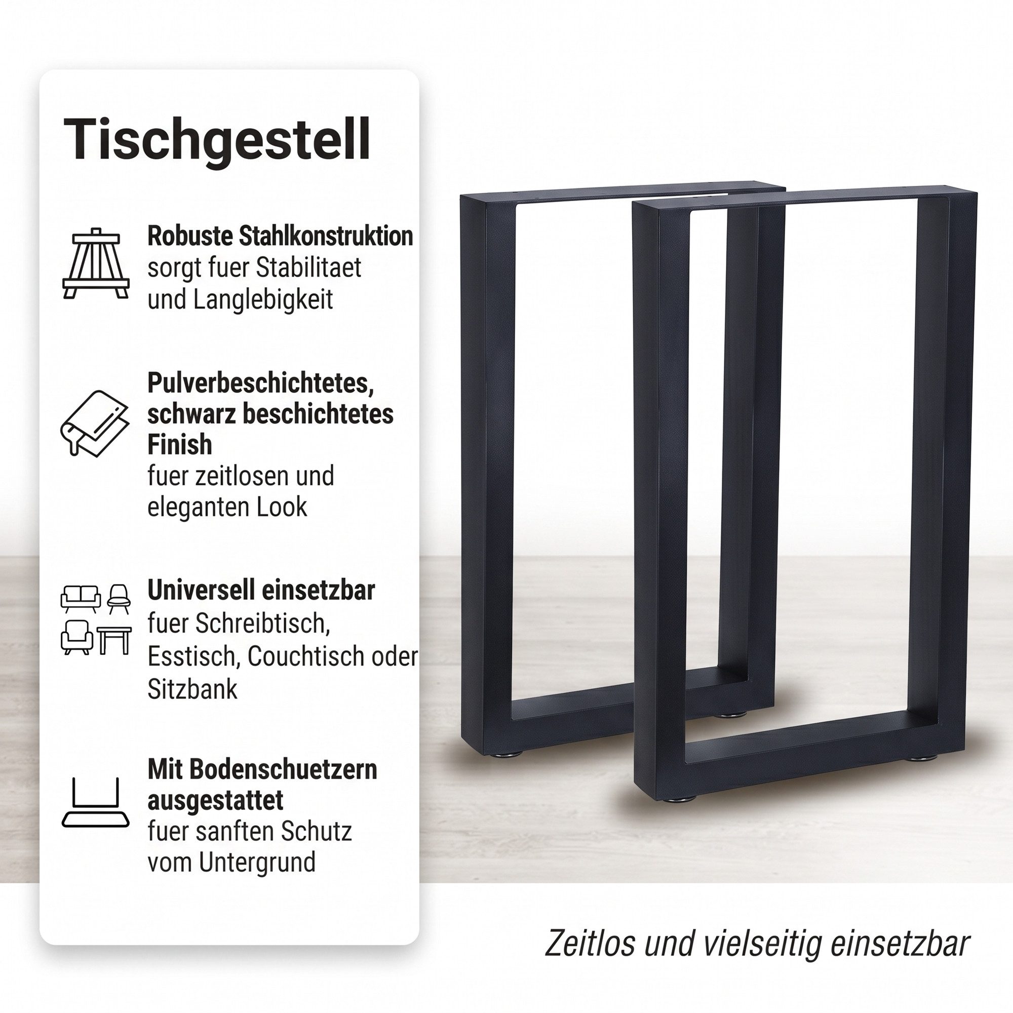 Mucola Tischbein Tischuntergestell Möbelfüße Tischgestell Möbelbeine Bankkufen, inkl. Bodenschützer
